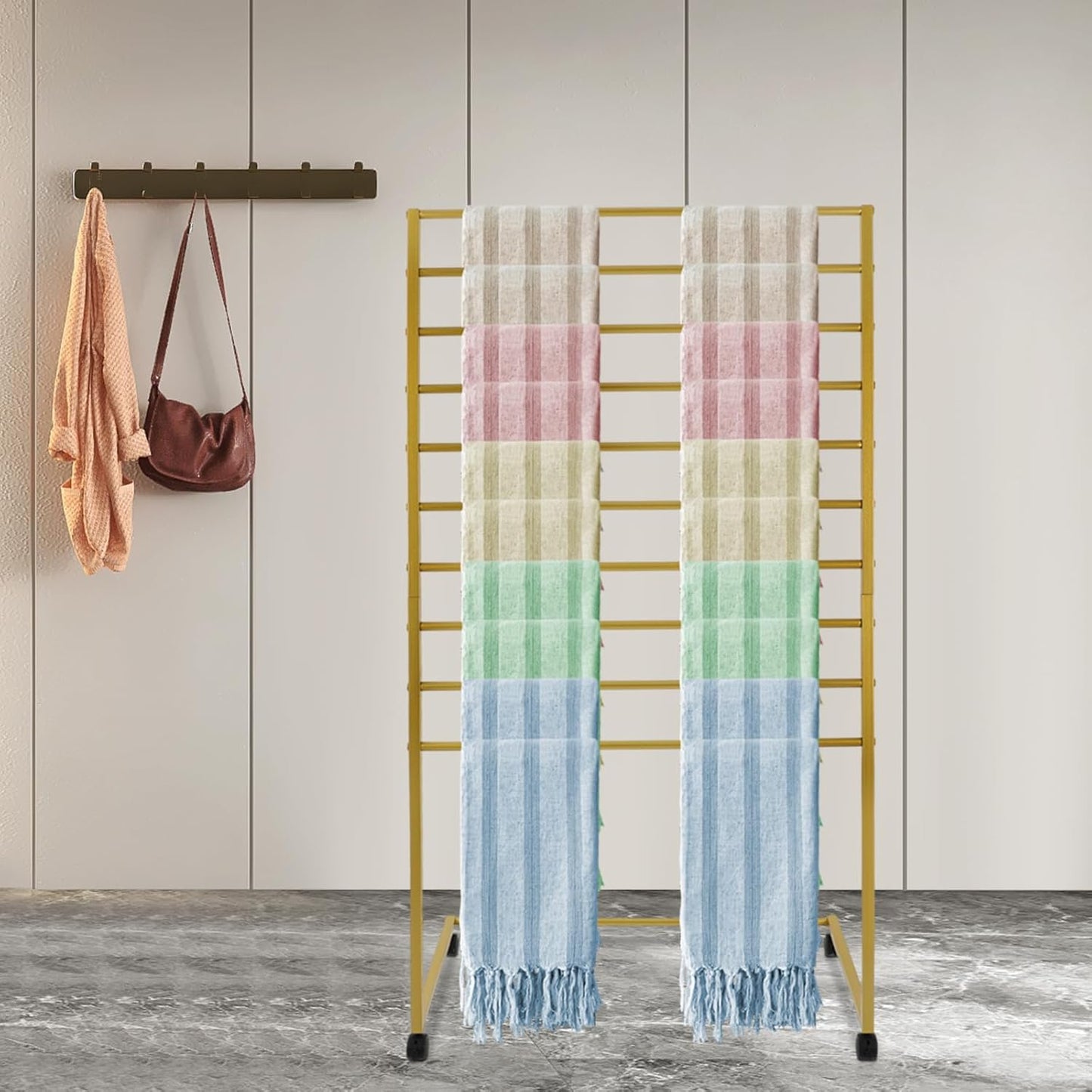 Scarf Organizer, Scarf Display Stand, 10 Tier Metal Scarf Holder Organizer, Floor-standing Scarf Rack for Commercial or Home, Hijab Stand RackTies Belt Pants Hanging Rack