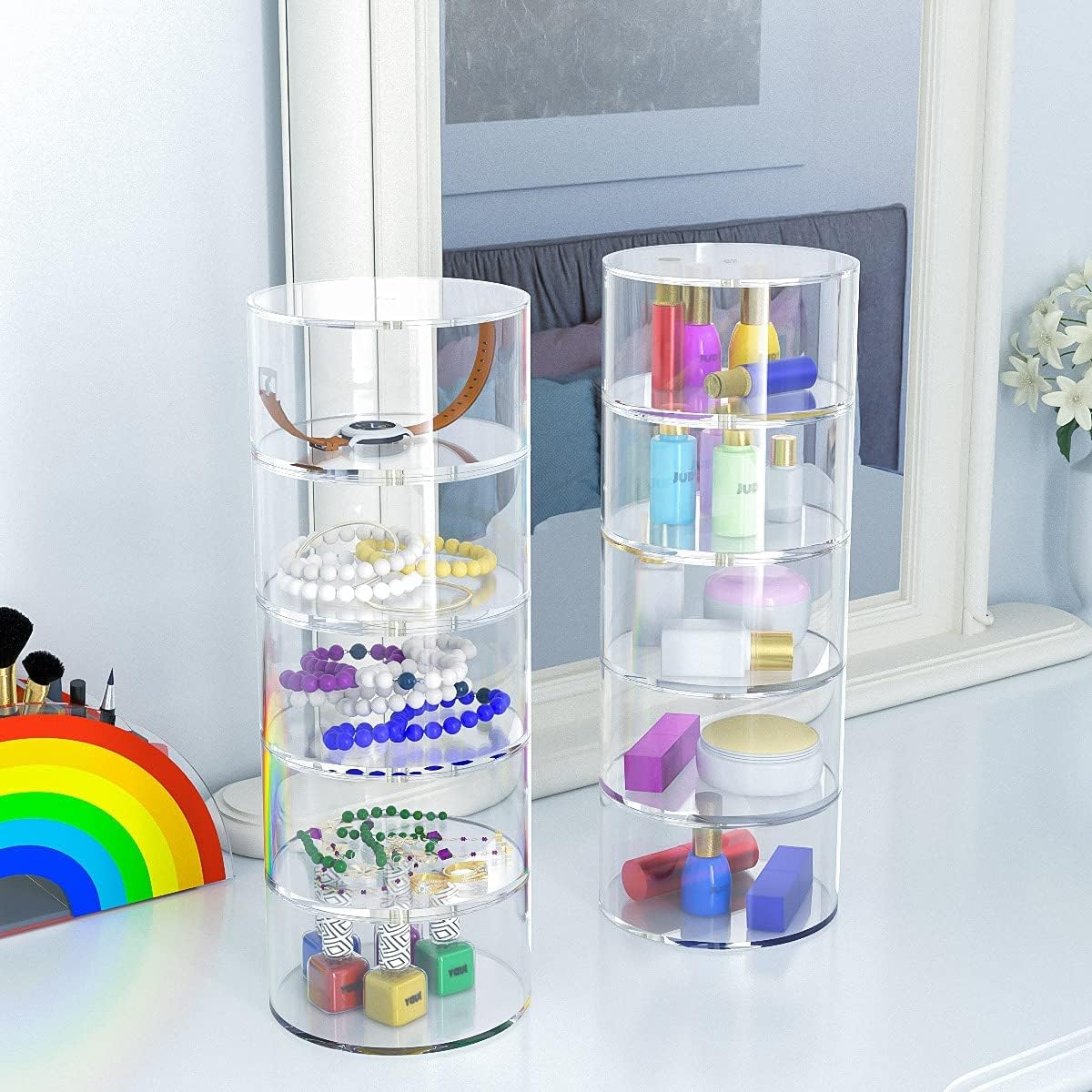NIUBEE Belt Organizer, Acrylic 3 Layers Belt Case Storage Holder and Display for Accessories Like Jewelry,Watch,Bracelets