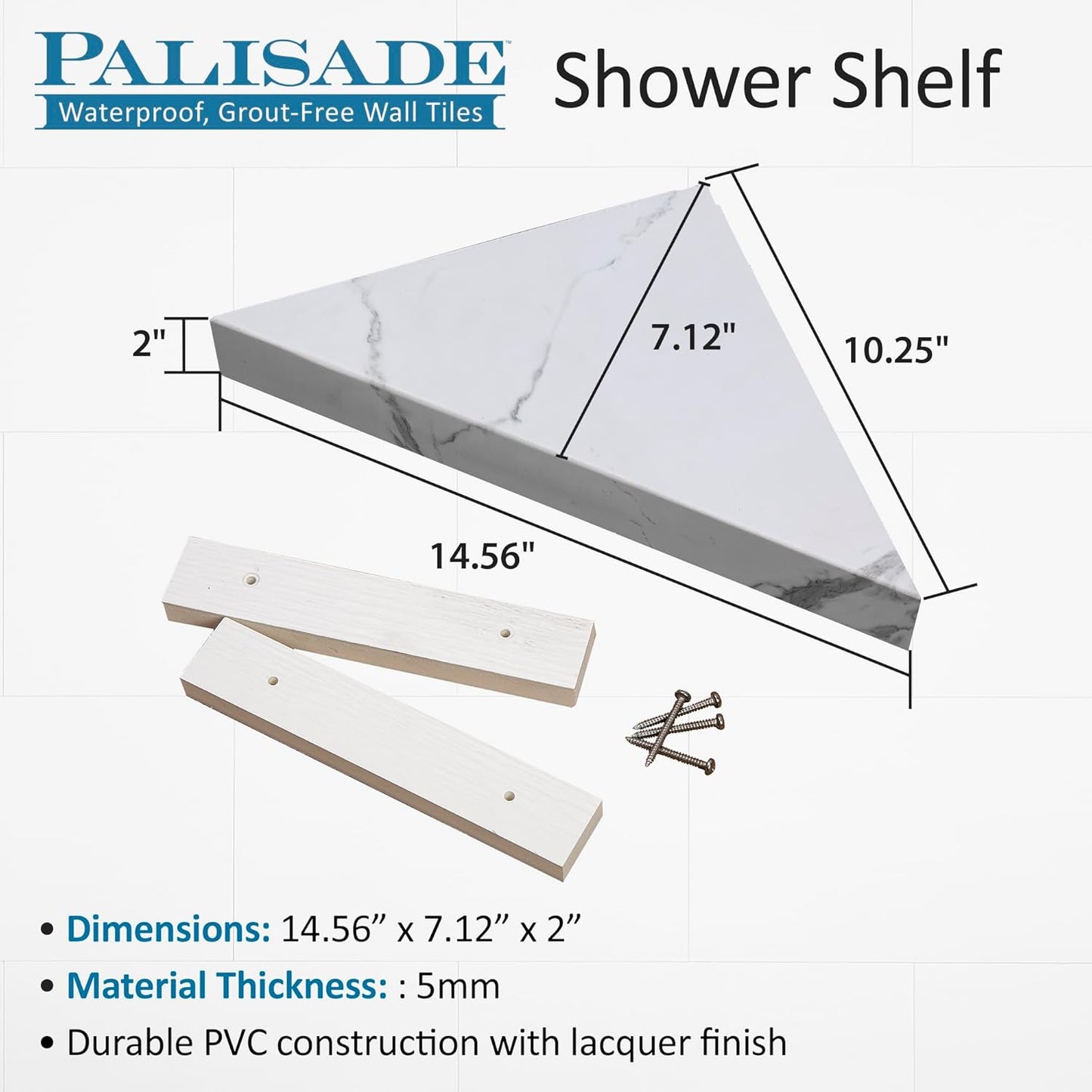 Palisade Vinyl Waterproof Corner Shower Shelf in Grecian Earth