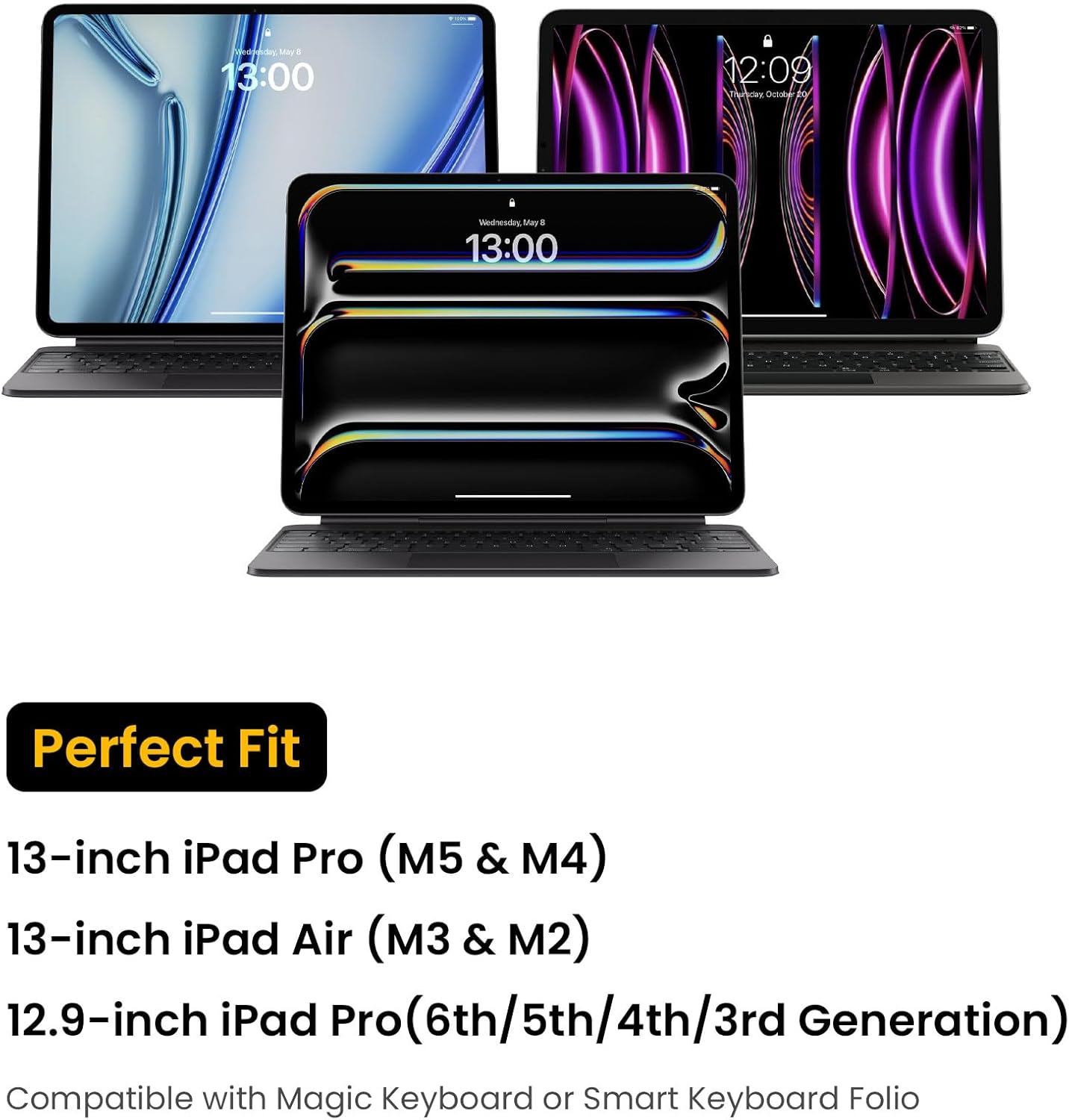 tomtoc 360° Protective Tablet Sleeve for iPad Pro 13-inch (M5/M4) 2025, 13-inch iPad Air (M3/M2), 12.9-inch iPad Pro (6th/5th/4th/3rd Generation) with Magic Keyboard, Water-Resistant iPad Case Bag