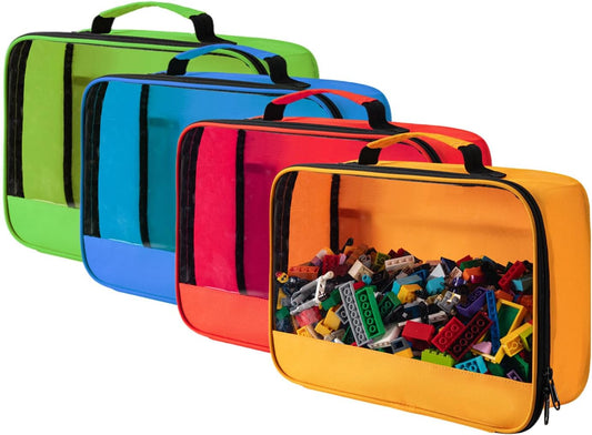 4 PCS Toys Storage Bag, Classic Bricks Building Set Storage Bag, Travel Case for Building Toys, Puzzles, Small Size