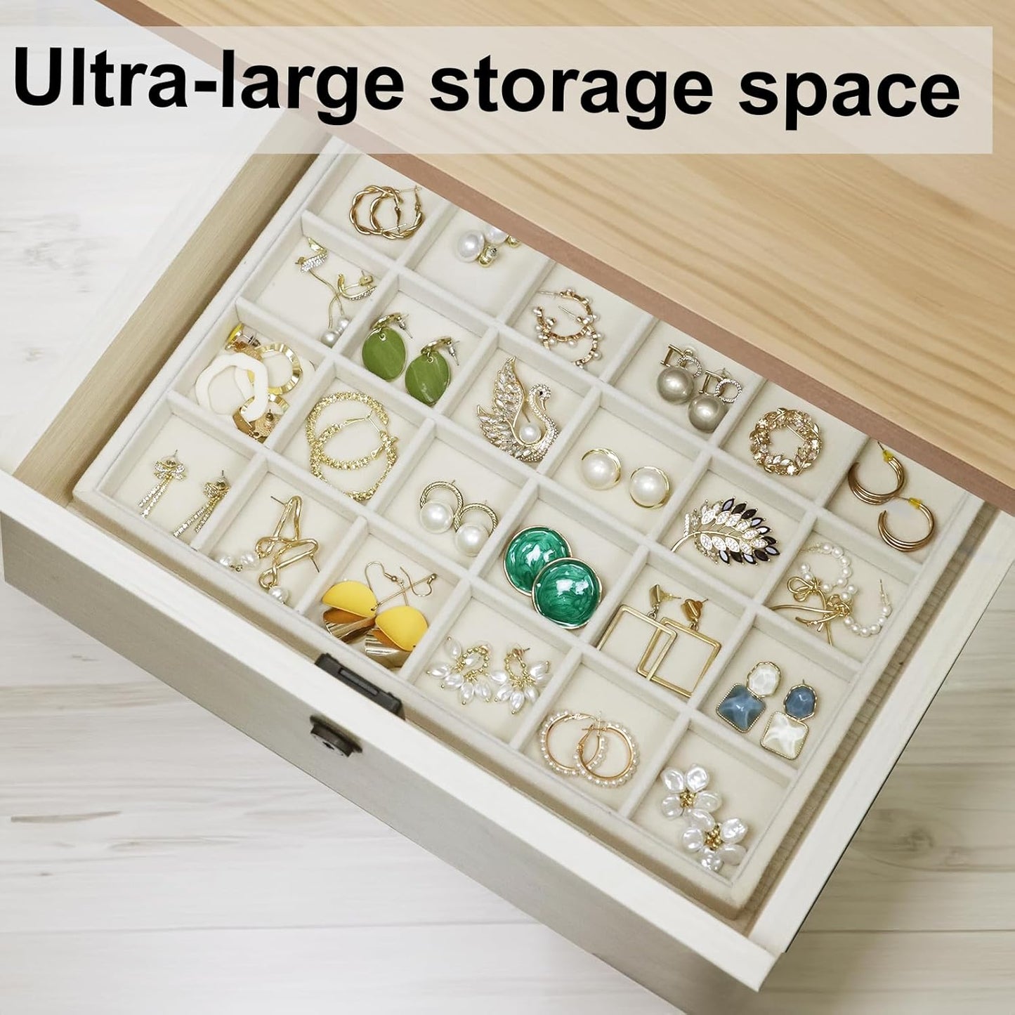 Large Velvet Jewelry Organizer, Velvet Jewelry Organizer Sunglasses Storage Organizers, Large Jewelry Drawer Organizer Tray, Eyeglass Organizer Earring Holder Ring Display (Earring Tray)
