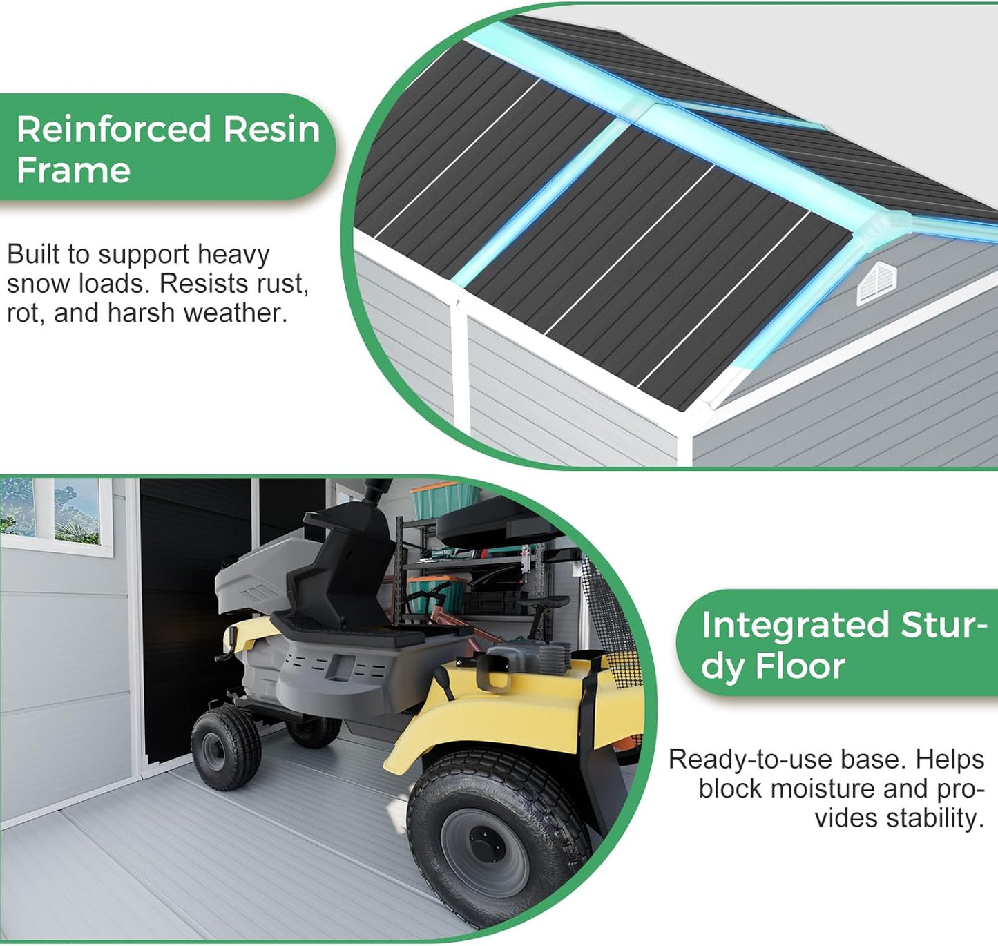 6x8 FT Plastic Storage Sheds Outdoor with Floor and Window, Utility All-Weather Resin Shed Easy to Install, Large Sheds & Outdoor Storage/Tool Shed for Backyard Patio Lawn, Gray