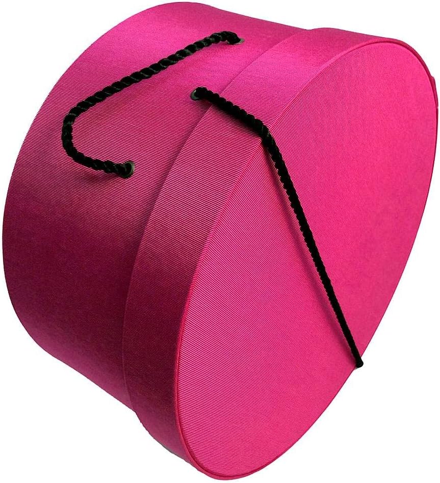 Sarah's Hat Boxes Classic Cerise Hat Box – 12.75" x 6.5" (Dia. x Ht.) Handmade in USA – Odorless Non-Toxic Adhesive, Cording Handle – Premium Storage for Hats & Accessories