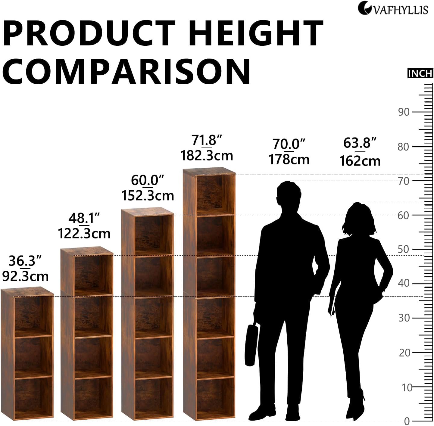 4 Cube Storage Organizer, 4 Tier Cube Bookcase Freestanding Storage Display Organizer for Home Office, Four Cubes Open Shelf Bookshelf(Retro Brown, 4 Cube)
