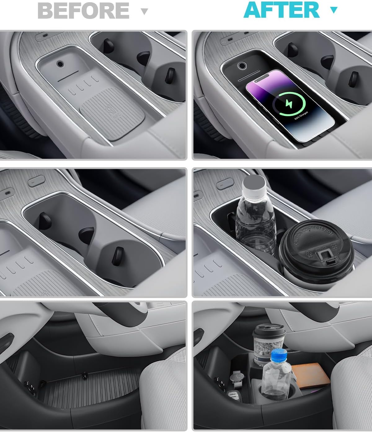 CDEFG 3Pcs for 2026 Hyundai Palisade Center Console Organizer, for 2026 Hyundai Palisade Accessories Lower Console Organizer Wireless Charging Mat