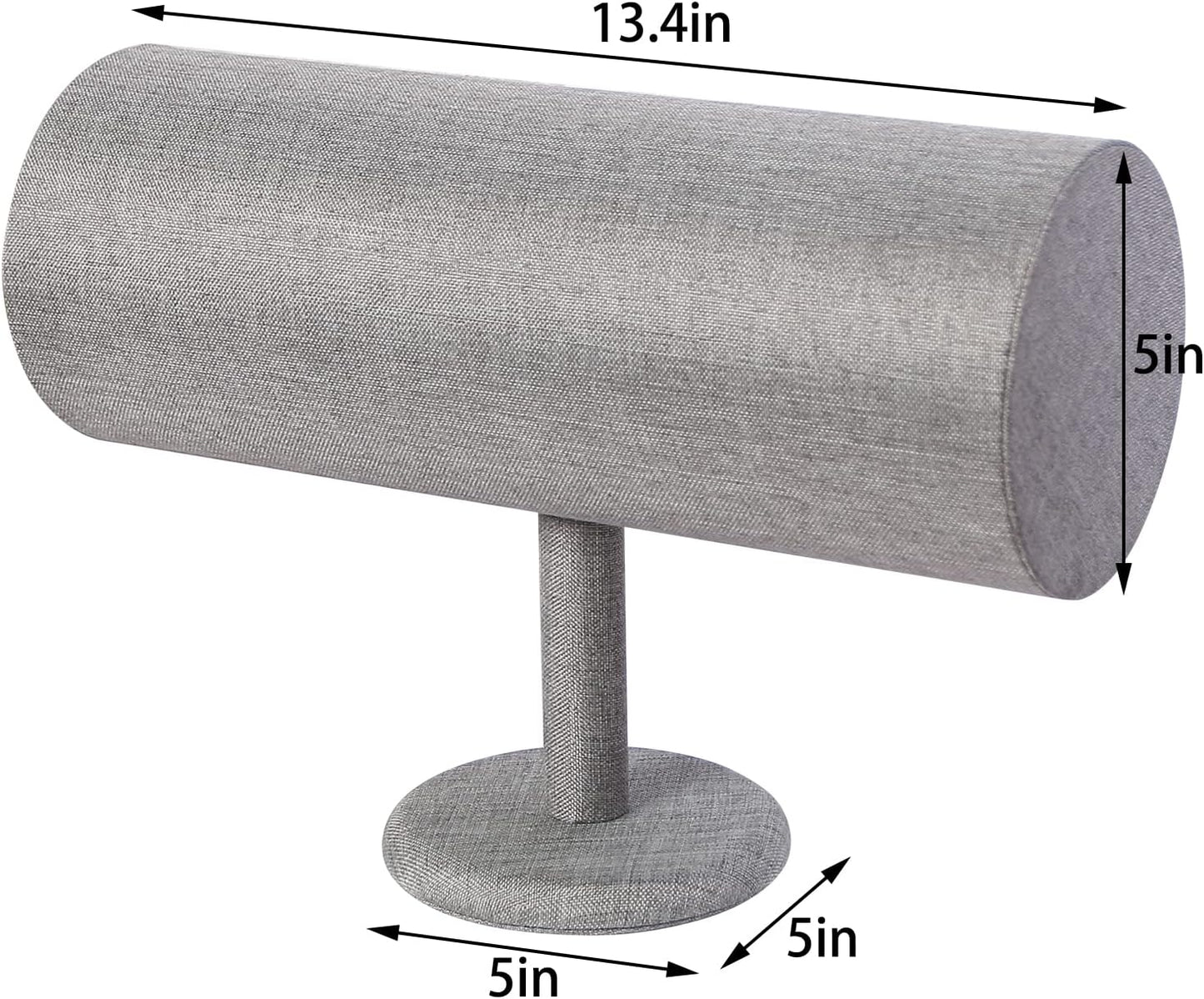 T-Bar Headband Holder Organizer for Show, Soft Velvet Hairband Stand Display, Hair Hoop Accessories Jewelry Storage for Home Bedroom (Gray Linen)