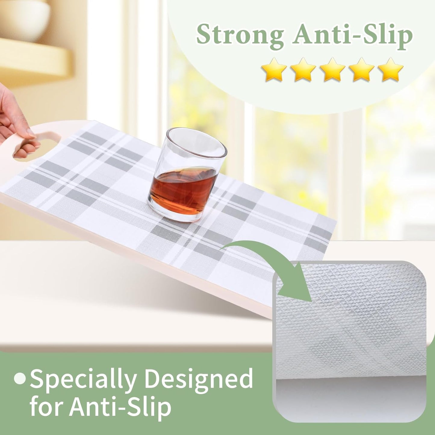 Drawer and Shelf Liner for Kitchen Cabinet: 12 in X 30 Ft Non Slip Waterproof Shelf Paper Non Adhesive Refrigerator Liners Light Grey Lattice Easy Liners for Bathroom
