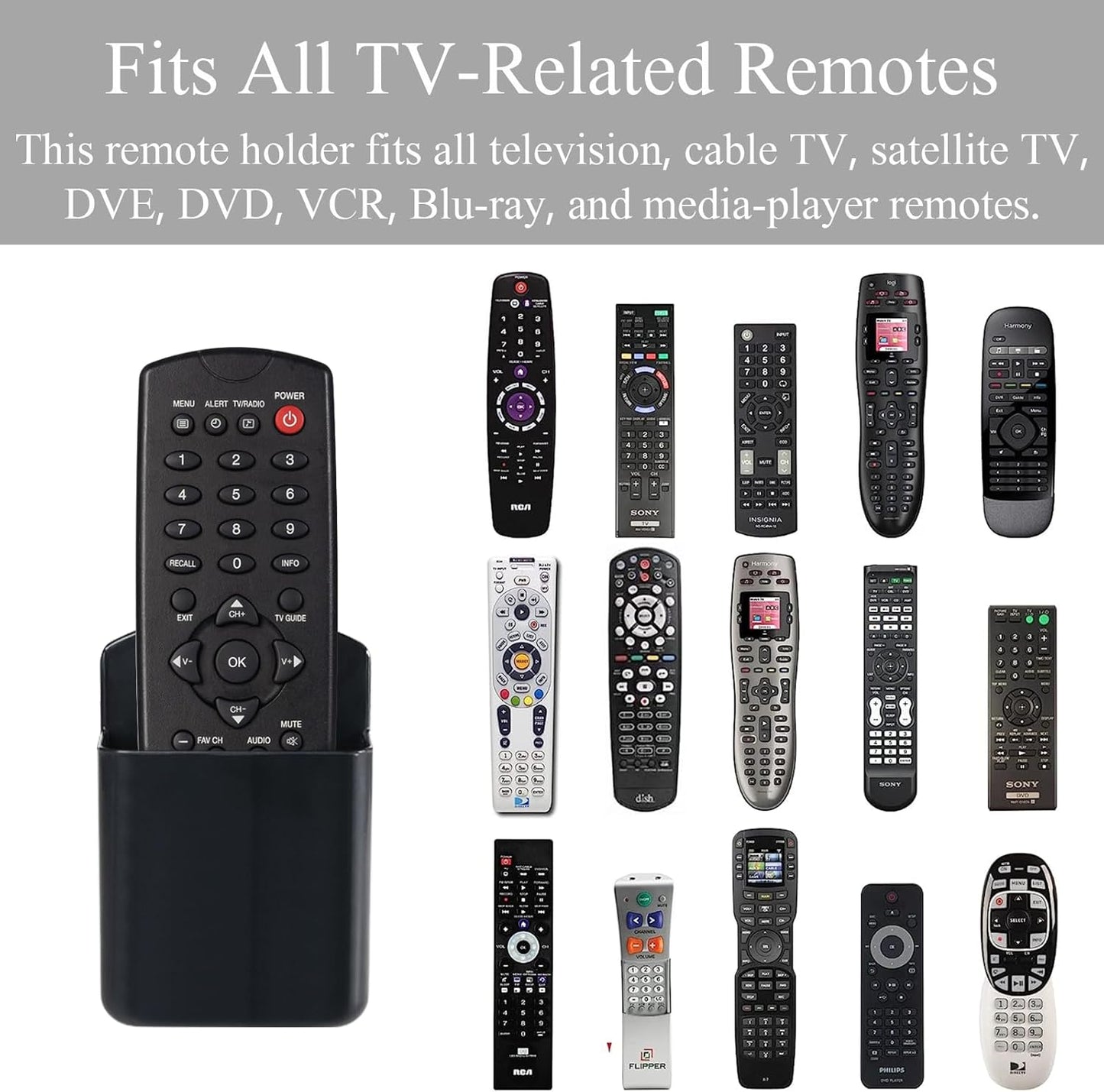 3 Pcs Remote Control Holder Wall TV Remote Holder Self Adhesive Marker Holder Pen Holder Stroage for Home Office School (Black)