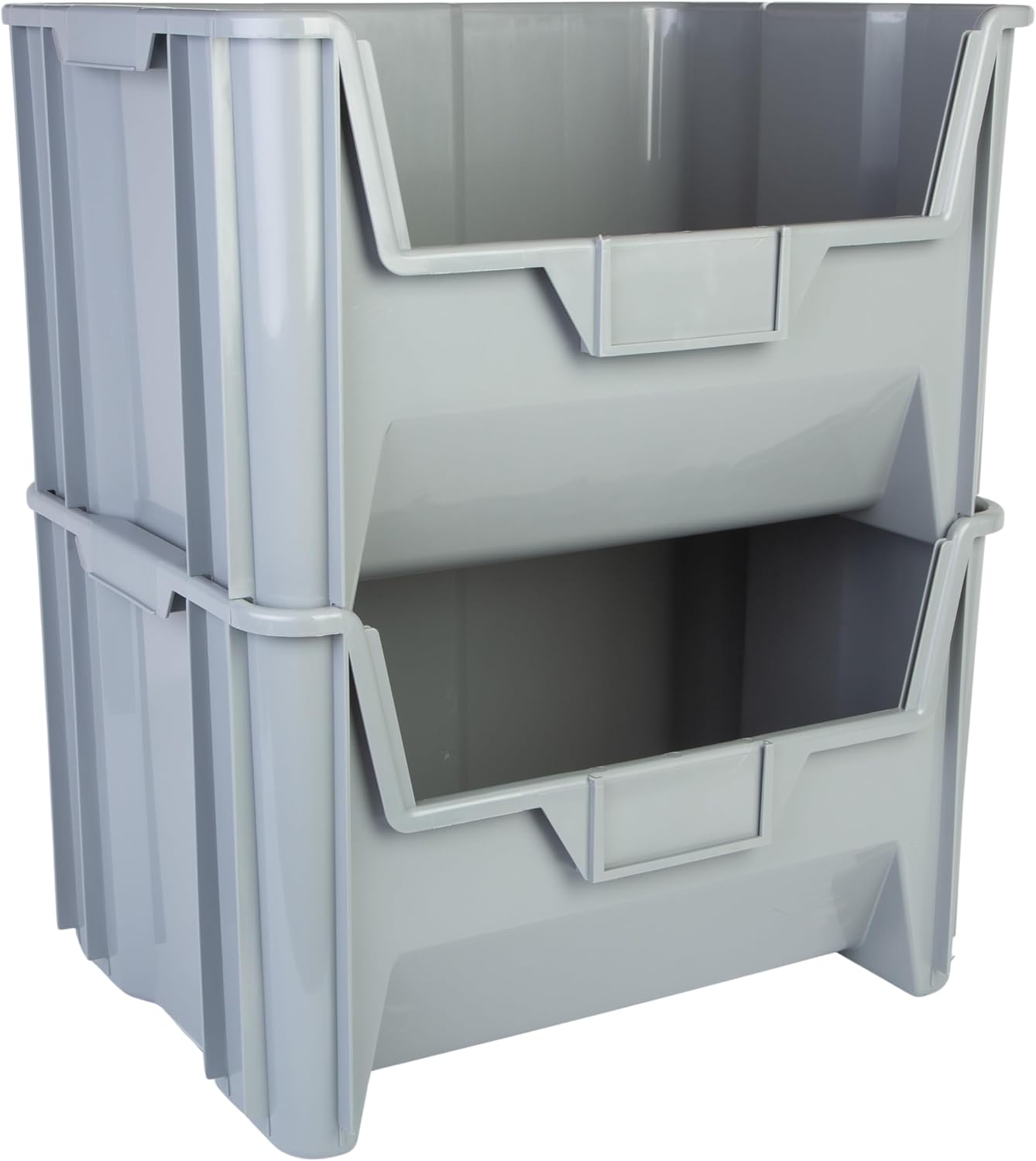 Hudson Exchange 20" x 15" x 12.5" (3 Pack) Plastic Giant Stackable Hopper Bin Container, Gray