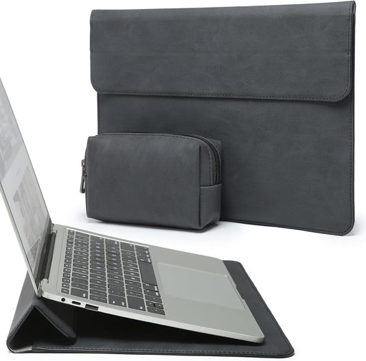 HYZUO 15 Inch Laptop Sleeve Case with Stand for MacBook Air 15 M4 A3241 M3 A3114 M2 A2941 2025-2023, 15" Surface Laptop 7/6/5/4, MacBook Pro 15 A1990 A1707 2019-2016, with Pouch, Graphite