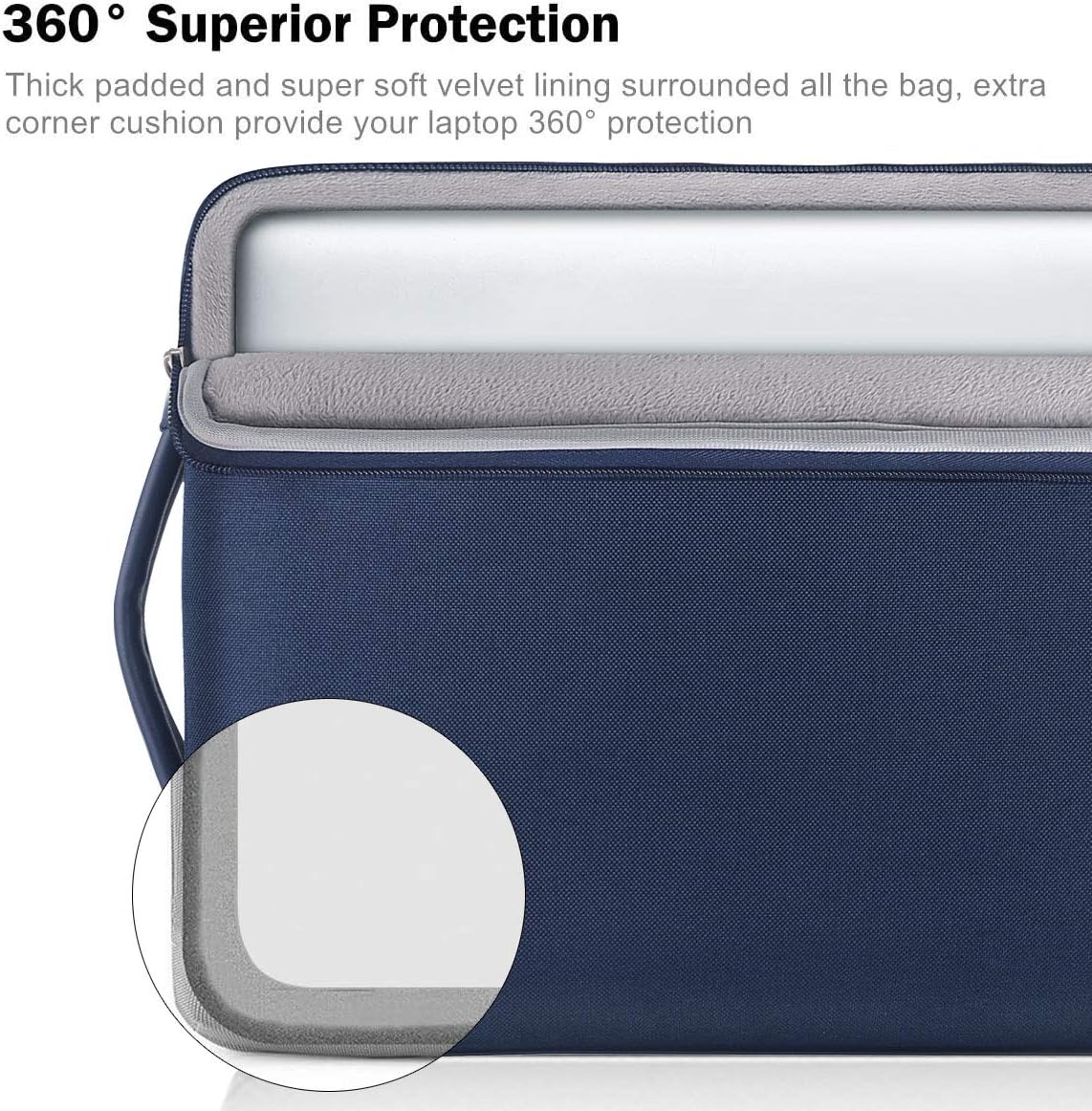 Voova Laptop Sleeve Case 15.6 16 Inch with Handle, 360° Protective Waterproof Slim Computer Bag Cover Compatible with MacBook Pro M2/M3/M4 16, HP Acer Lenovo Yoga ThinkPad Asus Laptop, Blue