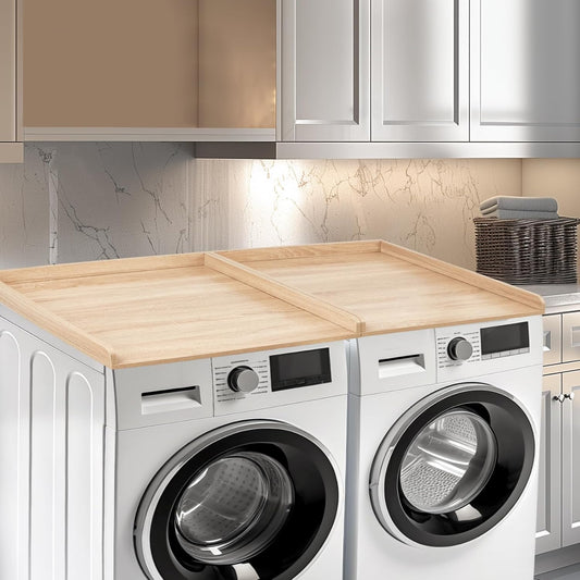 Washer Dryer Countertop, Wooden Laundry Countertop Set of 2 Dryer Storage Shelf for Laundry Room Organization (27.5" x 54") (Natural)
