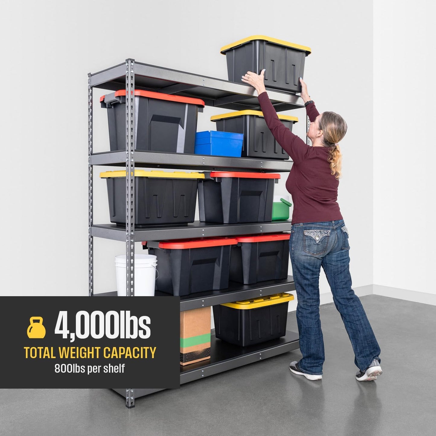 SafeRacks Modular Garage Shelving - 5 Tier Storage Shelves, Tall Metal Rack Shelves for Storage, Heavy Duty Steel Shelf Organizer for Garage, Or Kitchen Pantry (Hammertone, 18 x 60 x 72)