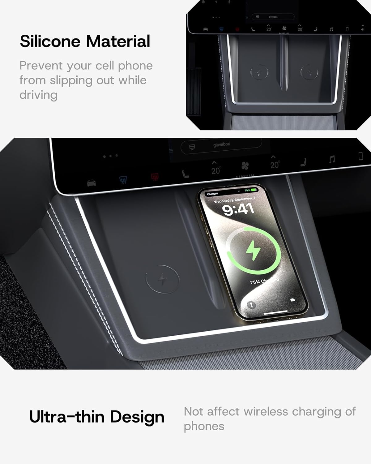 Center Console Organizer Tray for Tesla Model Y Juniper Accessories 2025 2026, [Premium PC + Soft Silicone Liner] Console Organizer & Armrest Storage Box Cup Holder Wireless Charging Mat 8 PCS