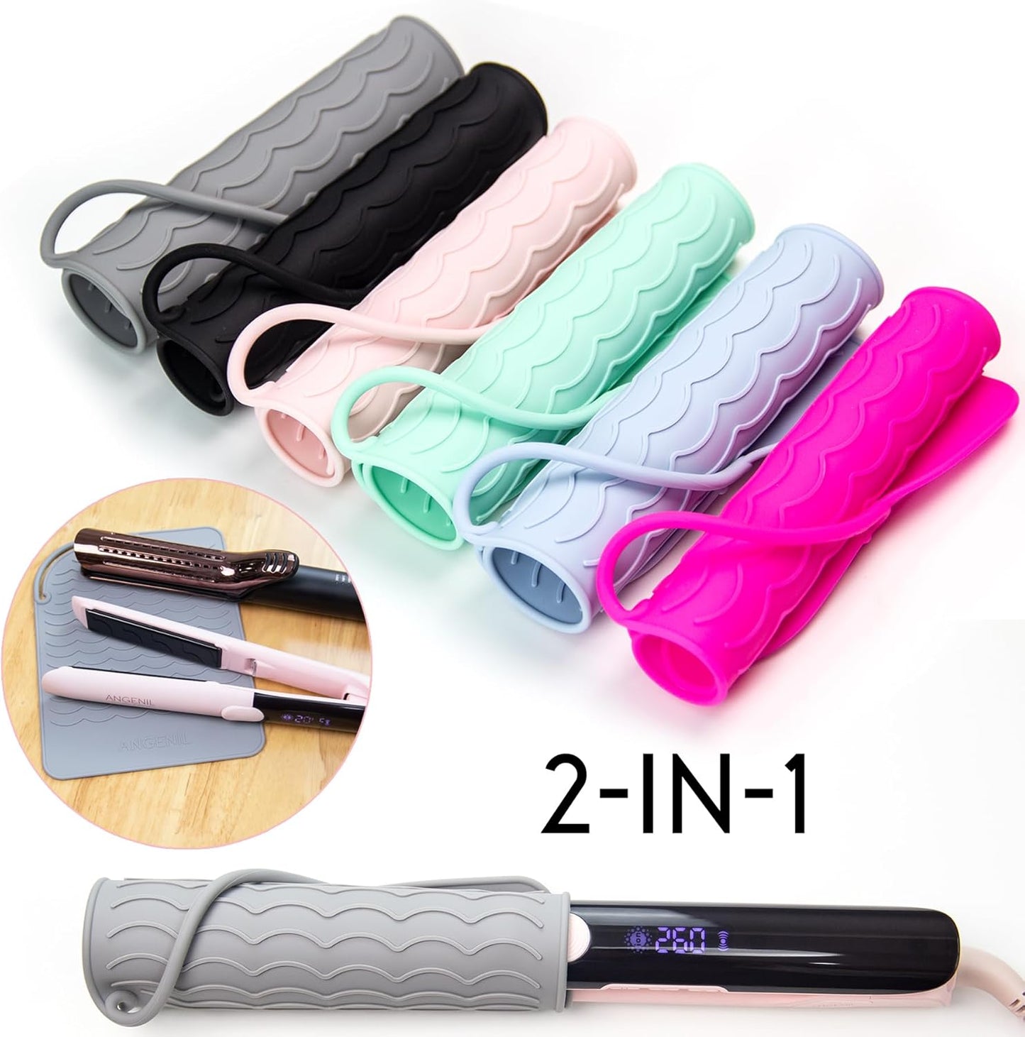 ANGENIL Heat Resistant Silicone Mat Suitable for Curling Iron, Flat Iron, Hot Tools,Safe and Heat-Resistant, Food Grade Silicone (9 "x 6.5")