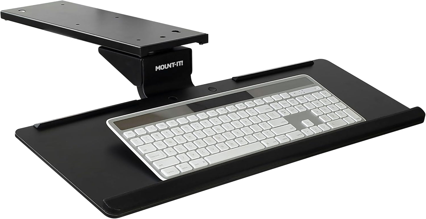 Mount-It! Under Desk Keyboard Tray – Adjustable Slide-Out Keyboard Drawer with Tilt & Swivel, 26.4" One-Piece Platform with Wrist Rest, Ergonomic Pull-Out Keyboard Holder