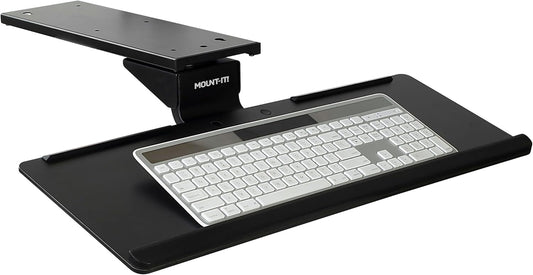 Mount-It! Under Desk Keyboard Tray – Adjustable Slide-Out Keyboard Drawer with Tilt & Swivel, 26.4" One-Piece Platform with Wrist Rest, Ergonomic Pull-Out Keyboard Holder