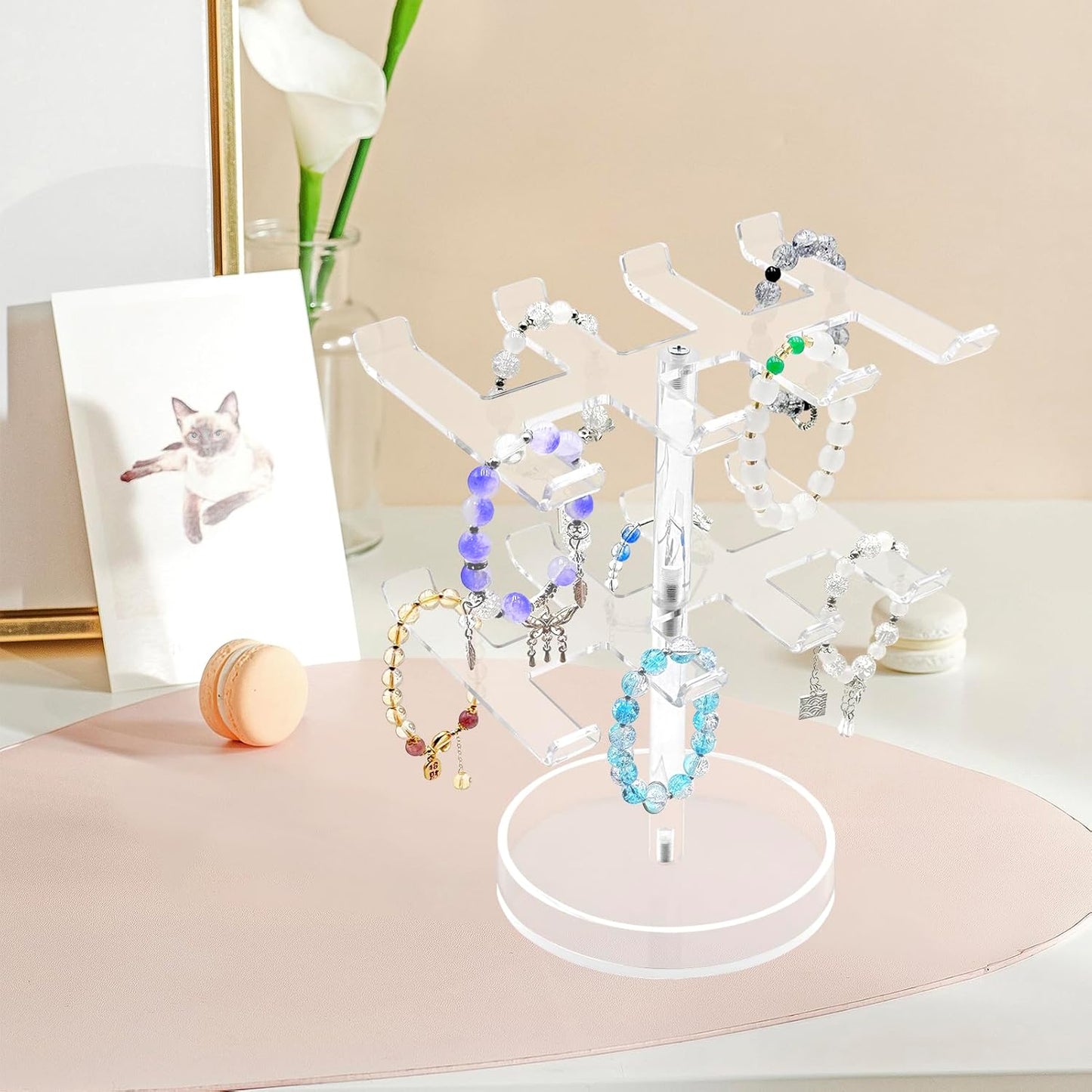 Bigfety Bracelet Holder Organizer, 2 Tier Acrylic Bracelet Display Stand for Women
