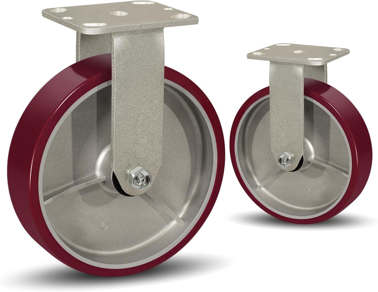SY America 8" X 2" Casters Wheels,Heavy Duty Industrial Casters，Polyurethane on Aluminum Wheels,2 Rigid Casters,3200 LBS Load Capacity