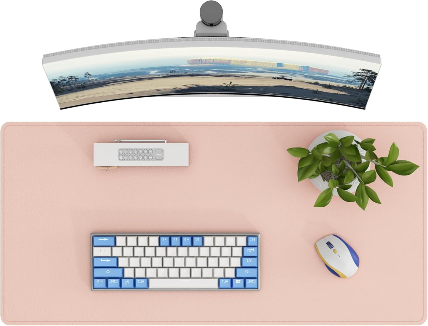 DAWNTREES Desk Mat Protector,PU Leather Desk Pad,Non Slip, Large Mouse Pad and Keyboard Mat, Waterproof Writing Pad for Office and Home (Pink,35.5''x16.9'')