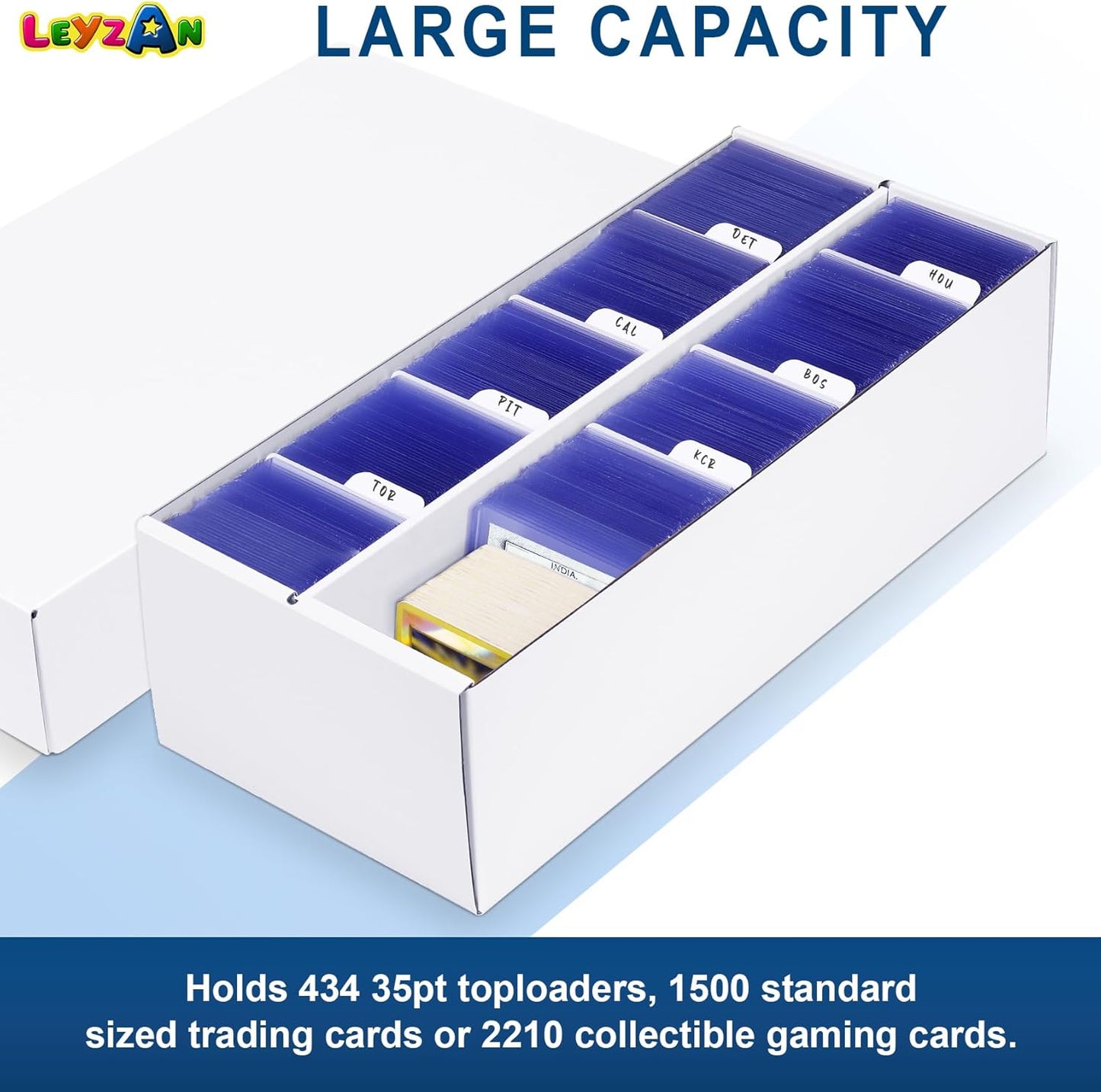 Trading Card Storage Box 6 Pack–1600 Count Cardboard Organizer with Dividers for MTG, TCG, Sports, Toploader