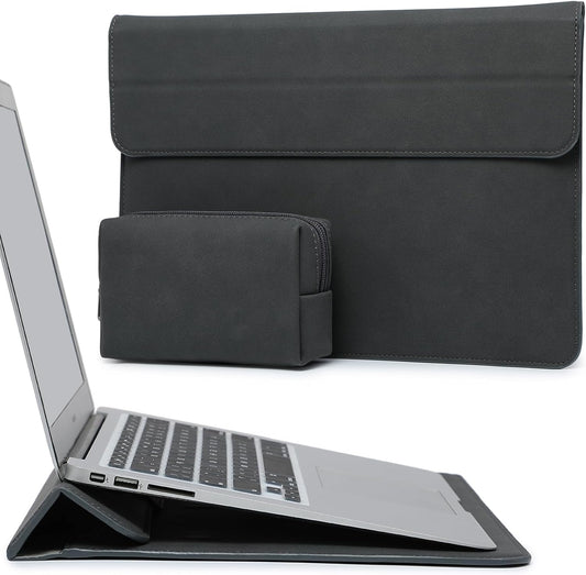 HYZUO 13 Inch Laptop Sleeve Case with Stand for 2025-2018 MacBook Air 13 M4 M3 M2 M1, 2025-2016 MacBook Pro 13 M2 M1, 13" iPad Pro/Air, Surface Pro 11/10/9, XPS 13, with Pouch, Space Gray