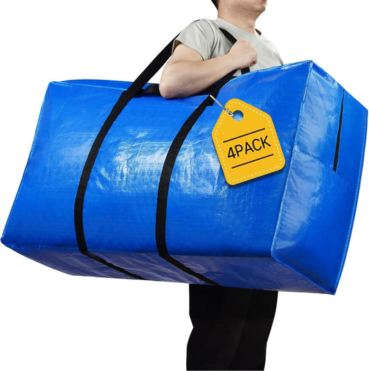 57 Gallon Extra Large Storage Bags, XXL Jumbo Large Moving Bags Heavy Duty, Storage Totes Moving Boxes Supplies for College, Foldable Duffle Bag for Travel, Christmas Tree Bag, 42x23x13.5inch - 4PACK