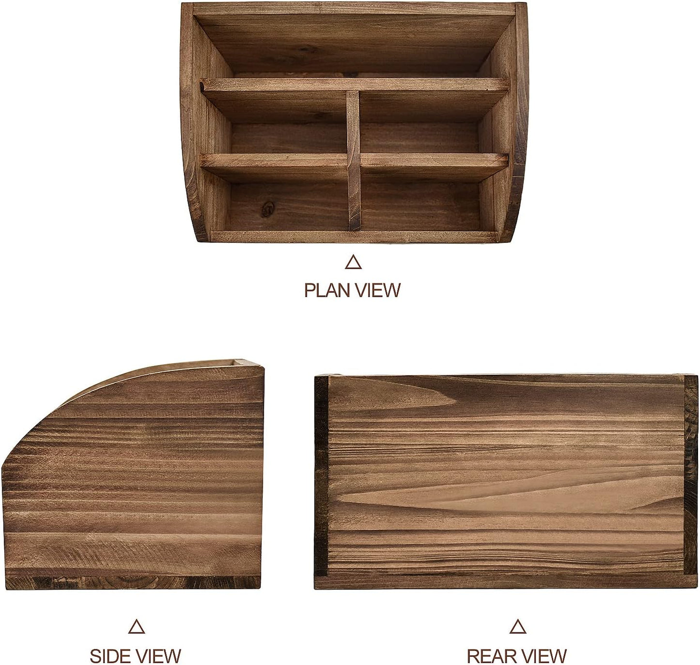 OKSQW Wooden Desk Organizer, Solid Wood Pen Holder for Desktop Organizer, No Need Assembly, Home Office Supplies Workspace Organizers Mail Holder Remote Control Countertop Storage Box