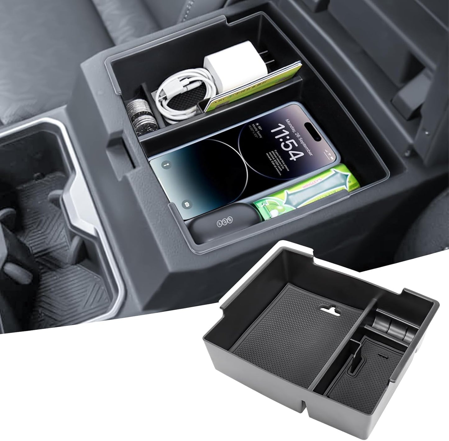Center Console Organizer Compatible with 2024 2025 Toyota Tacoma Console Armrest Storage Box Interior Insert Storage Tray Secondary Accessories