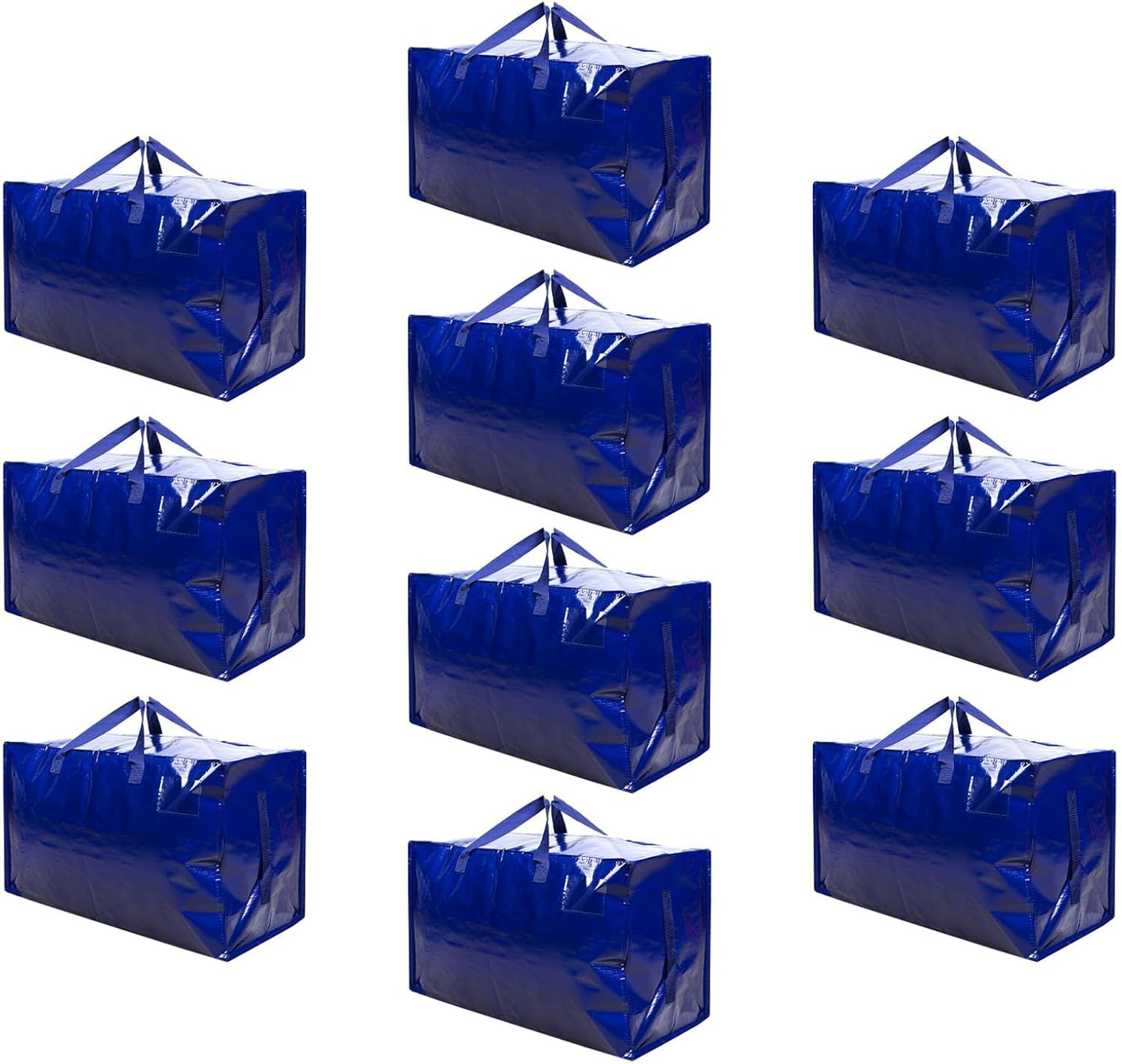 VENO 10 Pack Moving Bags and Large Christmas Decoration Storage Bins with lids. Alternative to Moving Boxes, Packing Supplies for College. Heavy Duty Totes (Blue, 10 Pack)