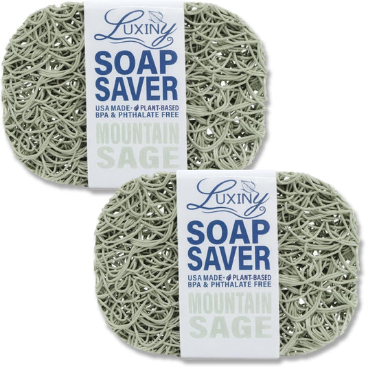 Soap Savers for Bar & Shampoo Holder, American Made by Luxiny, Lifts in Dishes Shower Holders –Bars Lasts Longer- of Eco-Friendly Bioplastics (Sage 2 Pack), Mountain Sage - 2 Pack (12345)