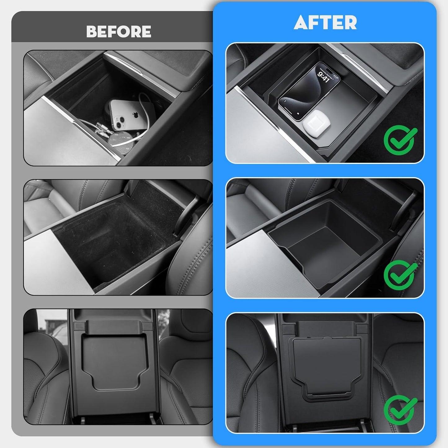 5PCS Center Console Organizer Tray for 2026 Tesla Model Y Juniper Accessories Cup Holder Armrest Hidden Storage Box for New Model Y Premium/Performance 2025-2026 & Model 3 2024-2026