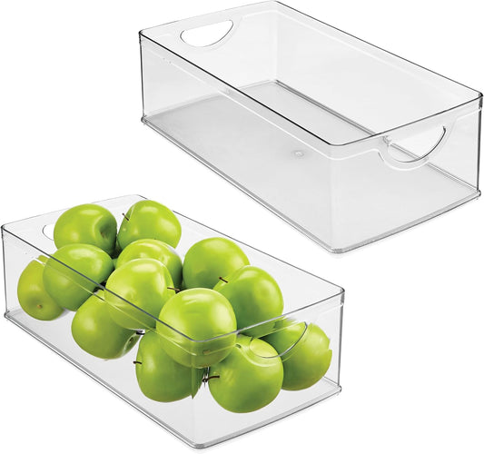 iDesign Stackable Clear Plastic Extra Long Storage Bin, Organizer for Kitchen Cabinet or Pantry, 2-Pack