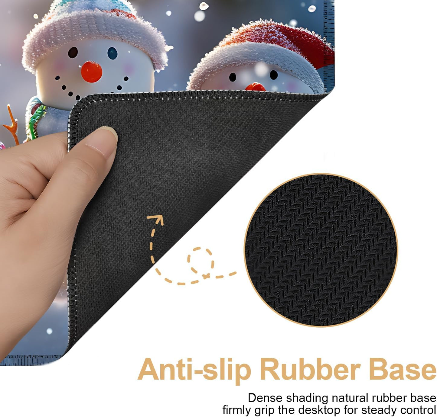 Large Mouse Pad, Snowman Christmas Desk Mat, Extended Gaming Mouse Pad with Non-Slip Rubber Base, Thick 3mm Smooth Surface Keyboard Mat for Office & Home,35.5 x 15.8 in