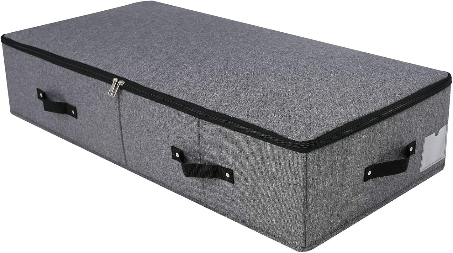 AMJ Extra Length Under Bed Storage Organization Containers for Shoes, Clothing, Bedding, 35.5 x 16.5 x 7“, Black Gray