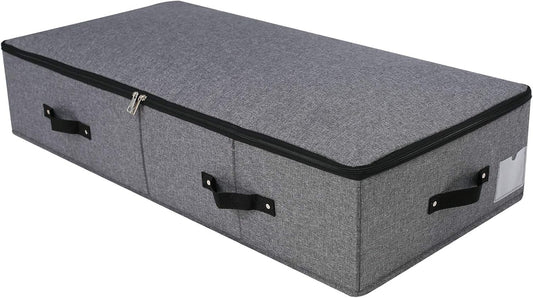 AMJ Extra Length Under Bed Storage Organization Containers for Shoes, Clothing, Bedding, 35.5 x 16.5 x 7“, Black Gray