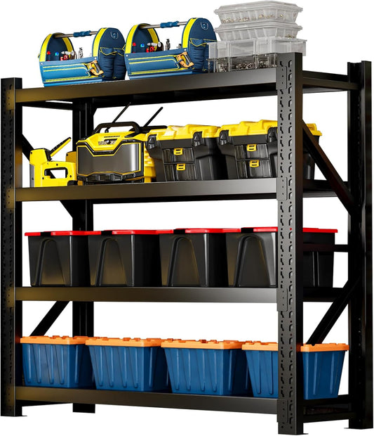 3000LBS Heavy-Duty Garage Shelving, 59" W Metal Shelves, 4-Tier Adjustable Garage Shelving Units, Storage Racks for Warehouse, Workshop