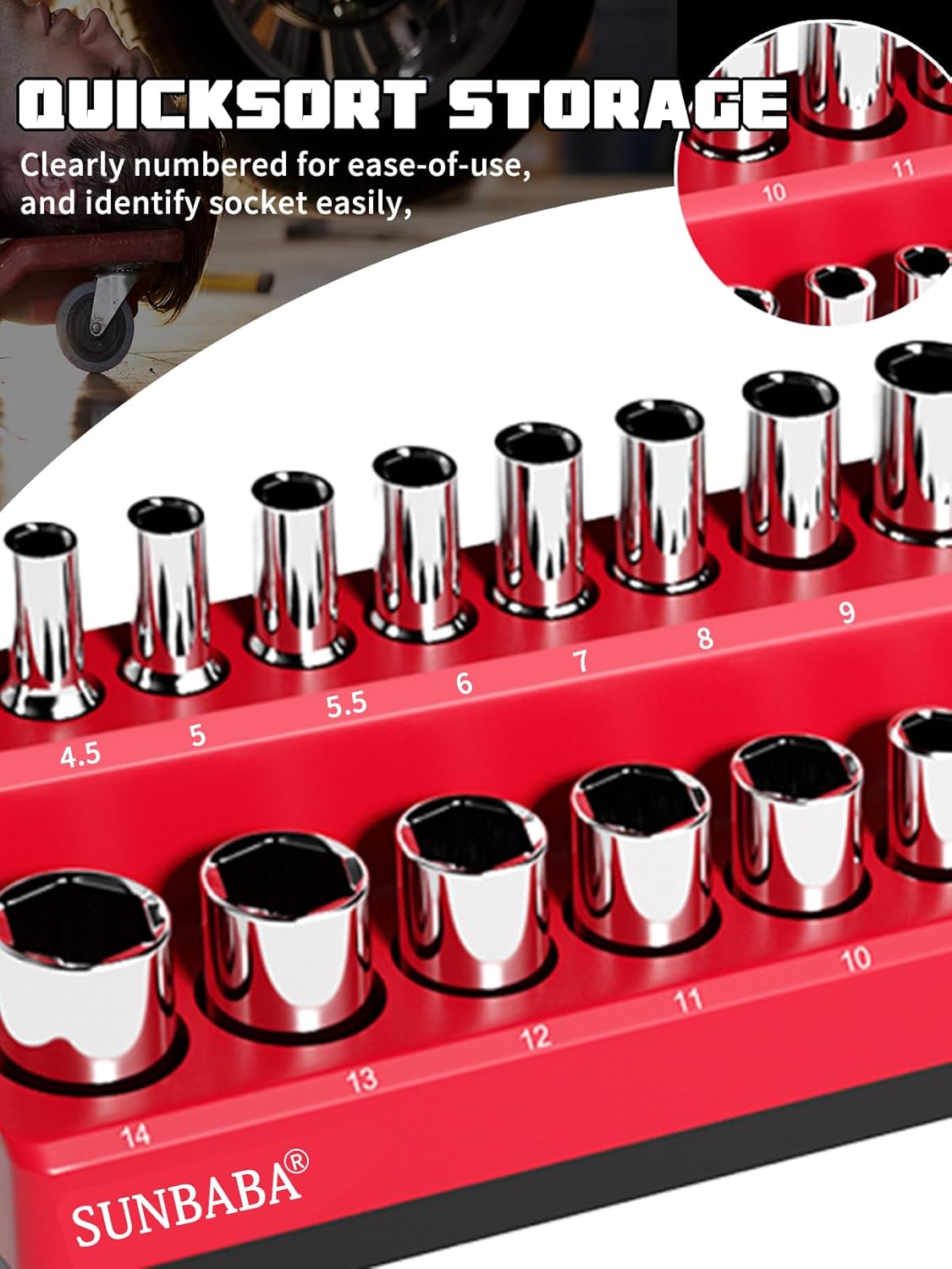 8-Piece Magnetic Socket Organizer Set,1/2", 1/4" and 3/8" SAE & Metric Deep & Shallow Socket Holder Kit, Socket Trays, holds 197Pcs Sockets (sockets not included)
