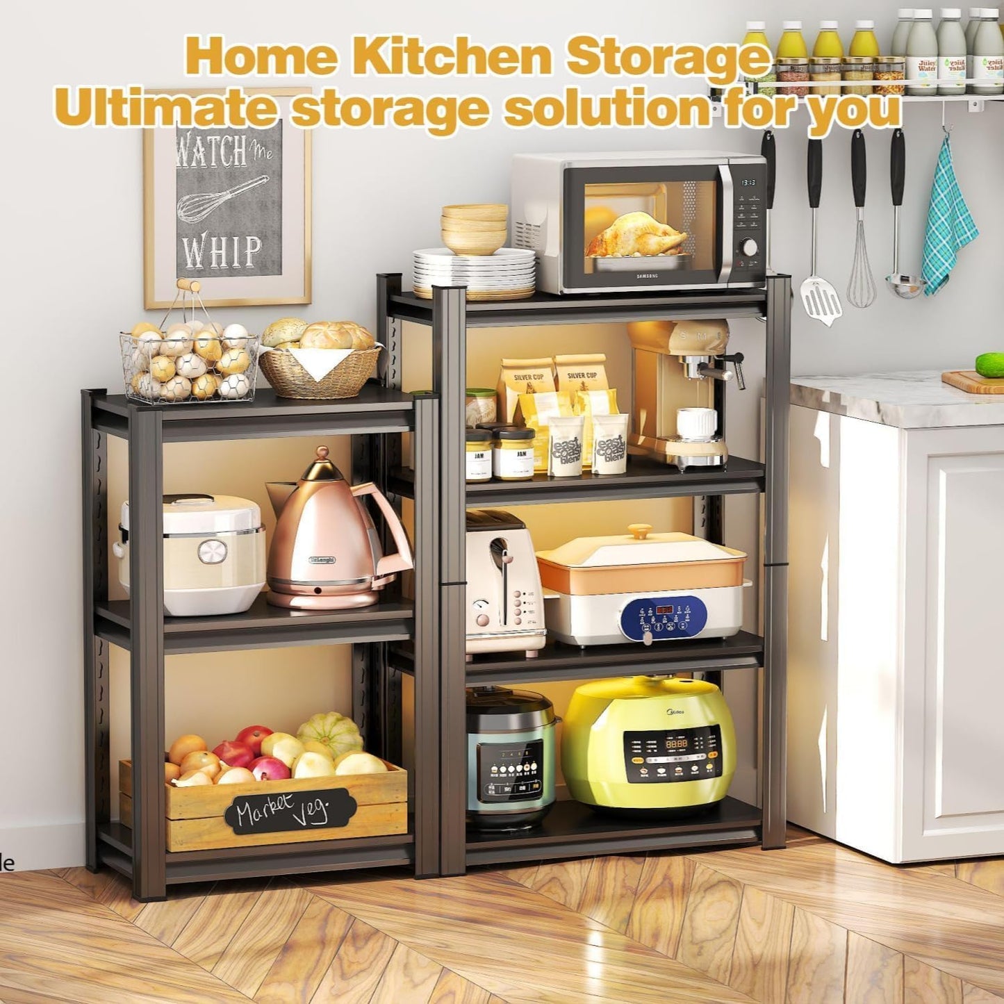 4 Tier Shelf, Adjustable, Metal, Sturdy, Easy Assembly, 20" w,14" d, 55" H,Organization and Storage Shelving Unit for Laundry Room/Bathroom/Garage, Bookshelf, Plants Shelf