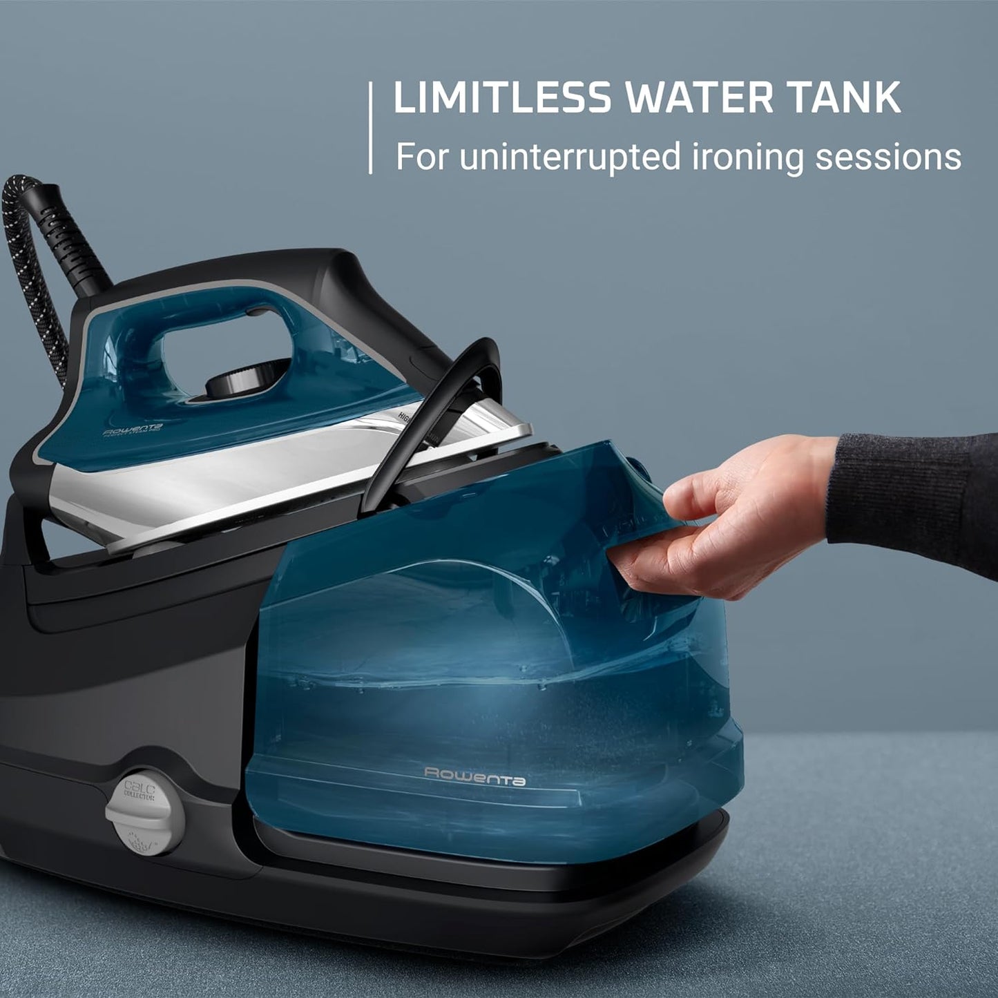 Rowenta Steam Station, Stainless Steel Soleplate, Professional Iron Steamer for Clothes, 1.1L Removable Tank, Fast Heat Up, 1800 Watts, Blue Clothes Iron, DG8624