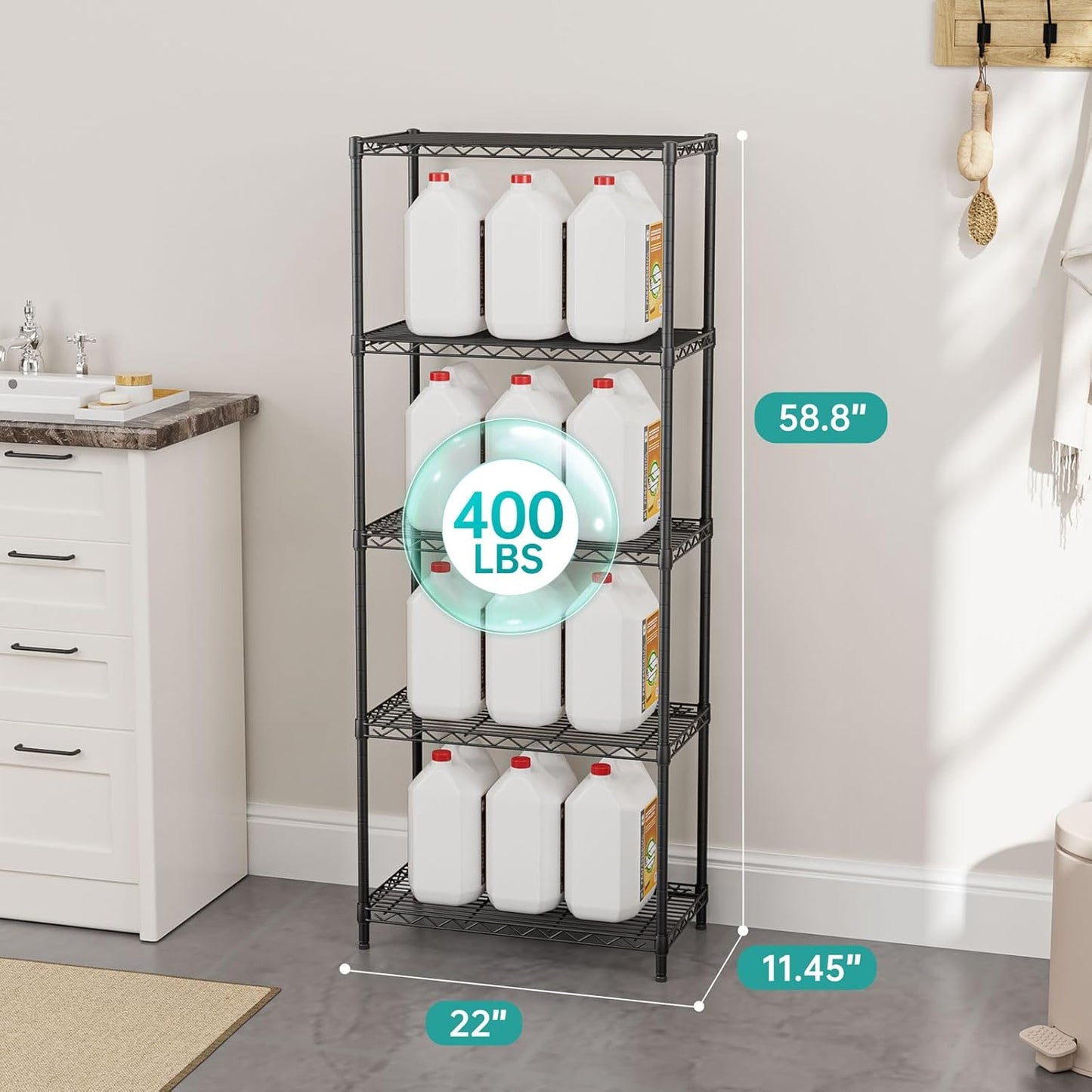 SINGAYE Shelf Closet Wire Shelving：Adjustable Metal Unit for Laundry Room Organization Bathroom Kitchen Home Storage Small Pantry Rack Shelves