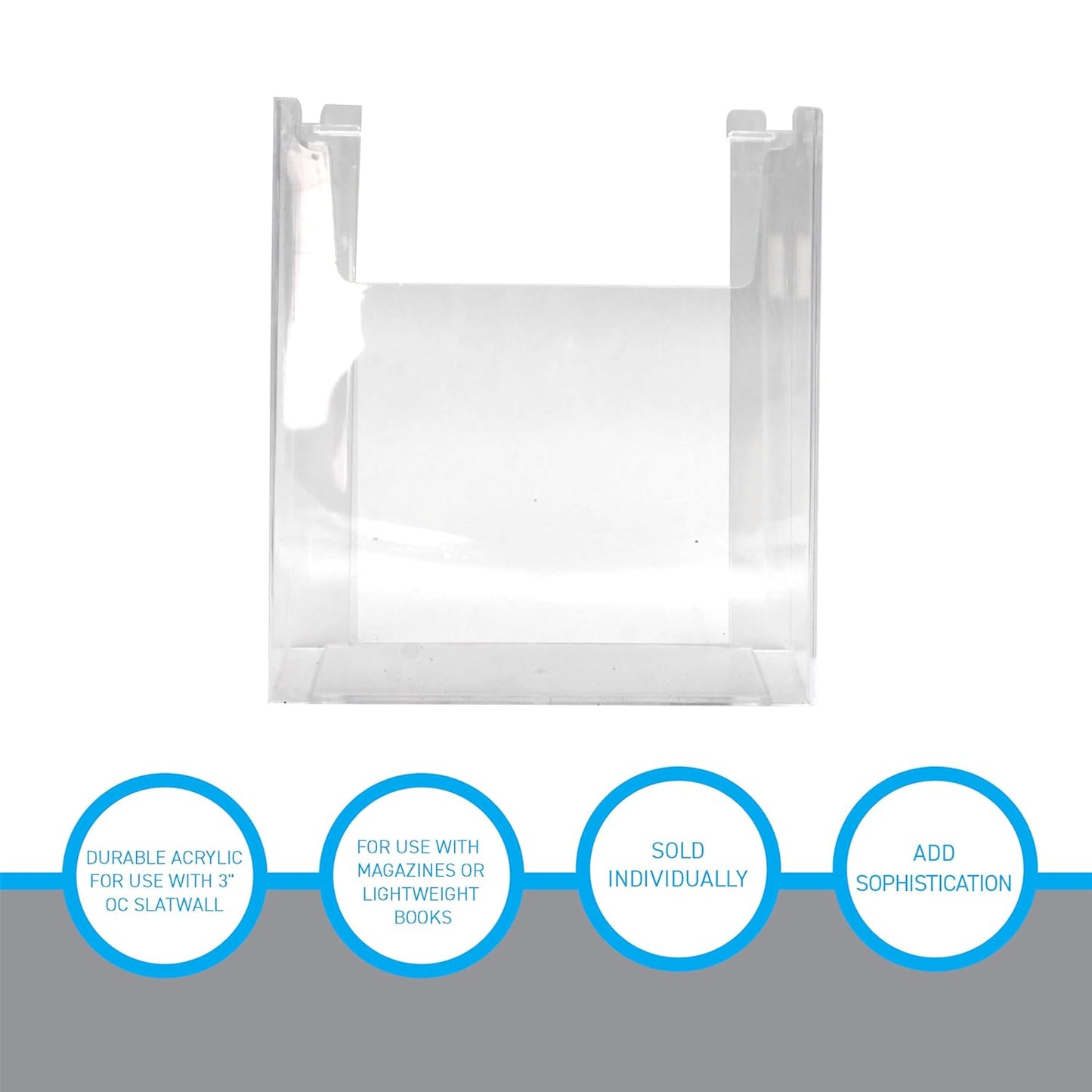 SSWBasics Slatwall Accessories - Clear Styrene Slat Wall Accessory, 8.5'W x 11'H x 2.5'D, Holds Standard Sheets & Magazines - Compatible Literature Holder for 3' on Center Slatwall