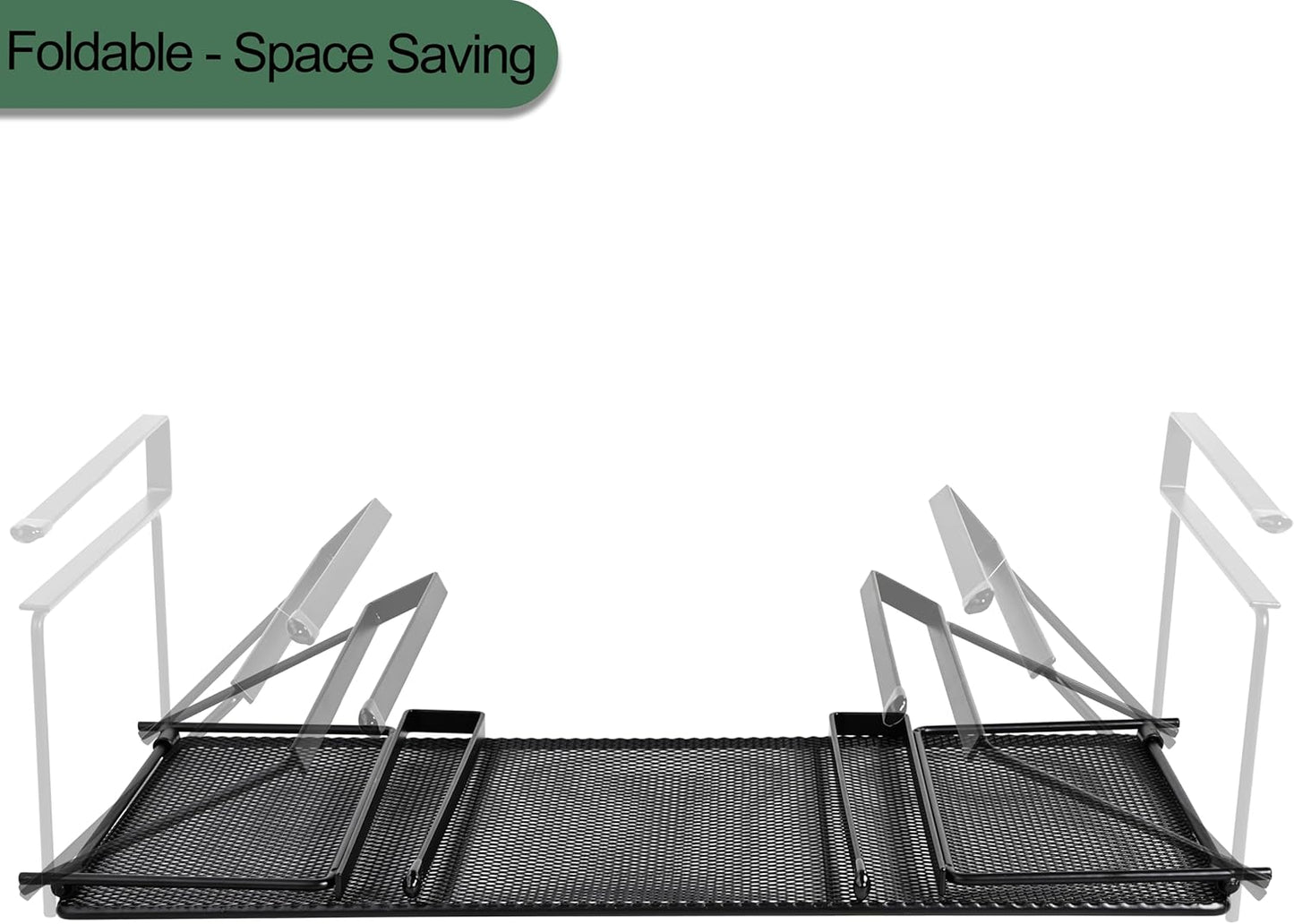 Foldable Metal Under Cabinet Organizer,Multi-Functional Hanging Storage Rack for Aluminum Foil,Plastic Wrap,Kitchen Wipes,Space-Saving,Tool-Free Install,Rust-Resistant,Ideal for Kitchen (Black)
