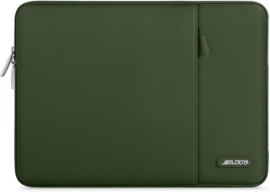 MOSISO Laptop Case 13.3 inch, 13-13.3 inch Laptop Sleeve Compatible with MacBook Air/Pro 13/Pro 14 M5 M4 M3 M2 M1, HP Dell ASUS Lenovo,Polyester Vertical Computer Sleeve Bag with Pocket, Army Green