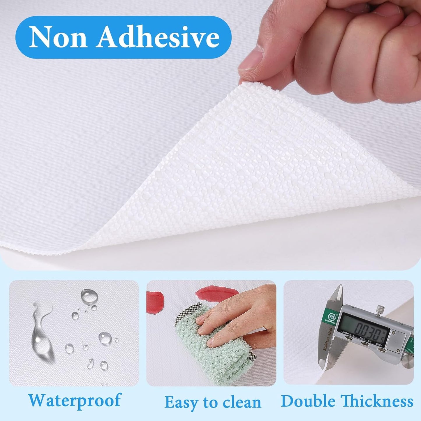 Shelf Liners for Kitchen Cabinets 17in x 30FT Non Adhesive Drawer Liner White Thickened Shelf Liner Paper Strong Non-Slip Easy to Clean for Tool Box Refrigerator with Knife and Tape Measure