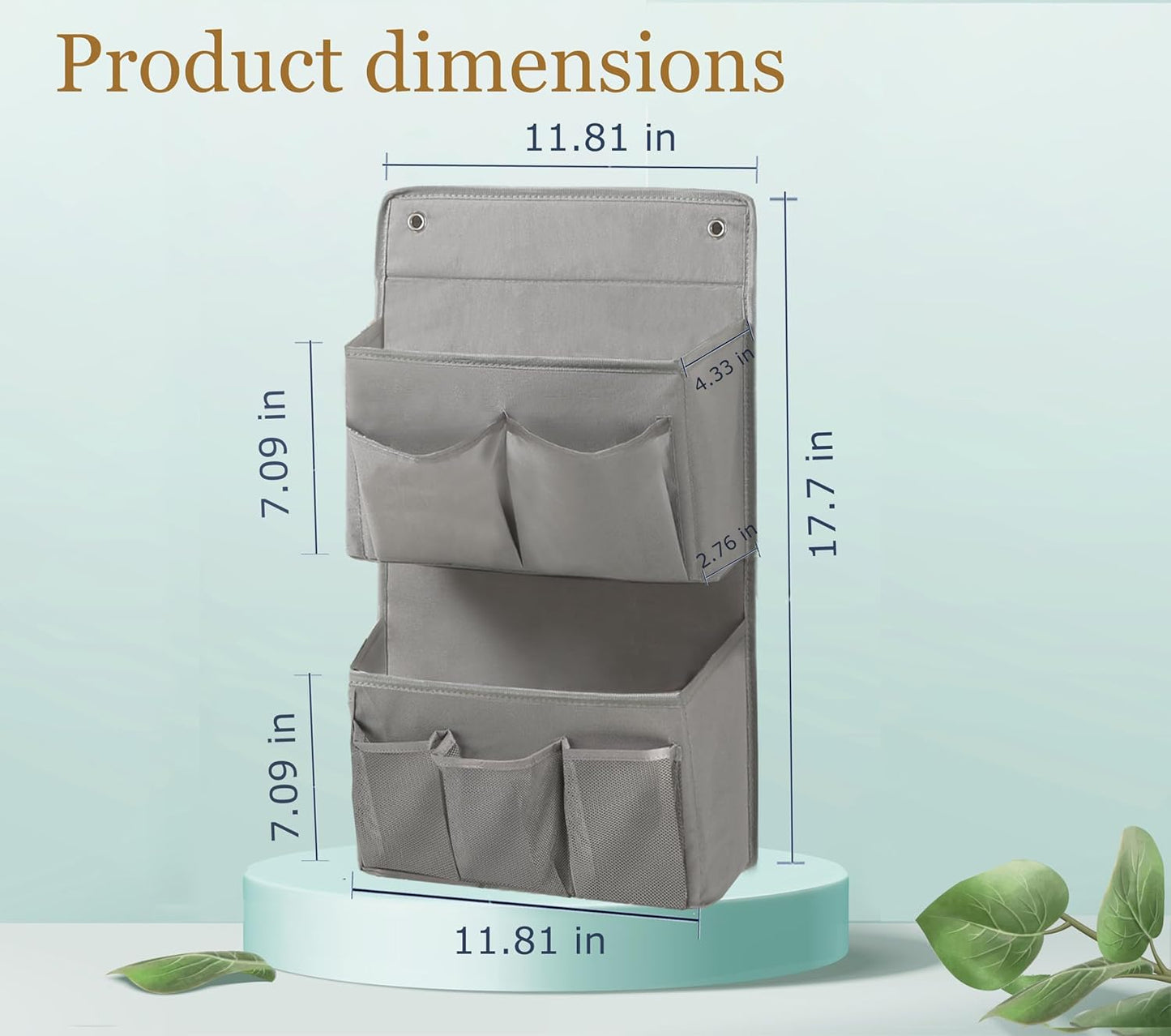 Wall Hanging Organizer – Over The Door Storage & Behind Door Organizer for Dormitory, Bathroom, Bedroom, Kitchen, Nursery, Space-Saving (Grey, 2 Pack)