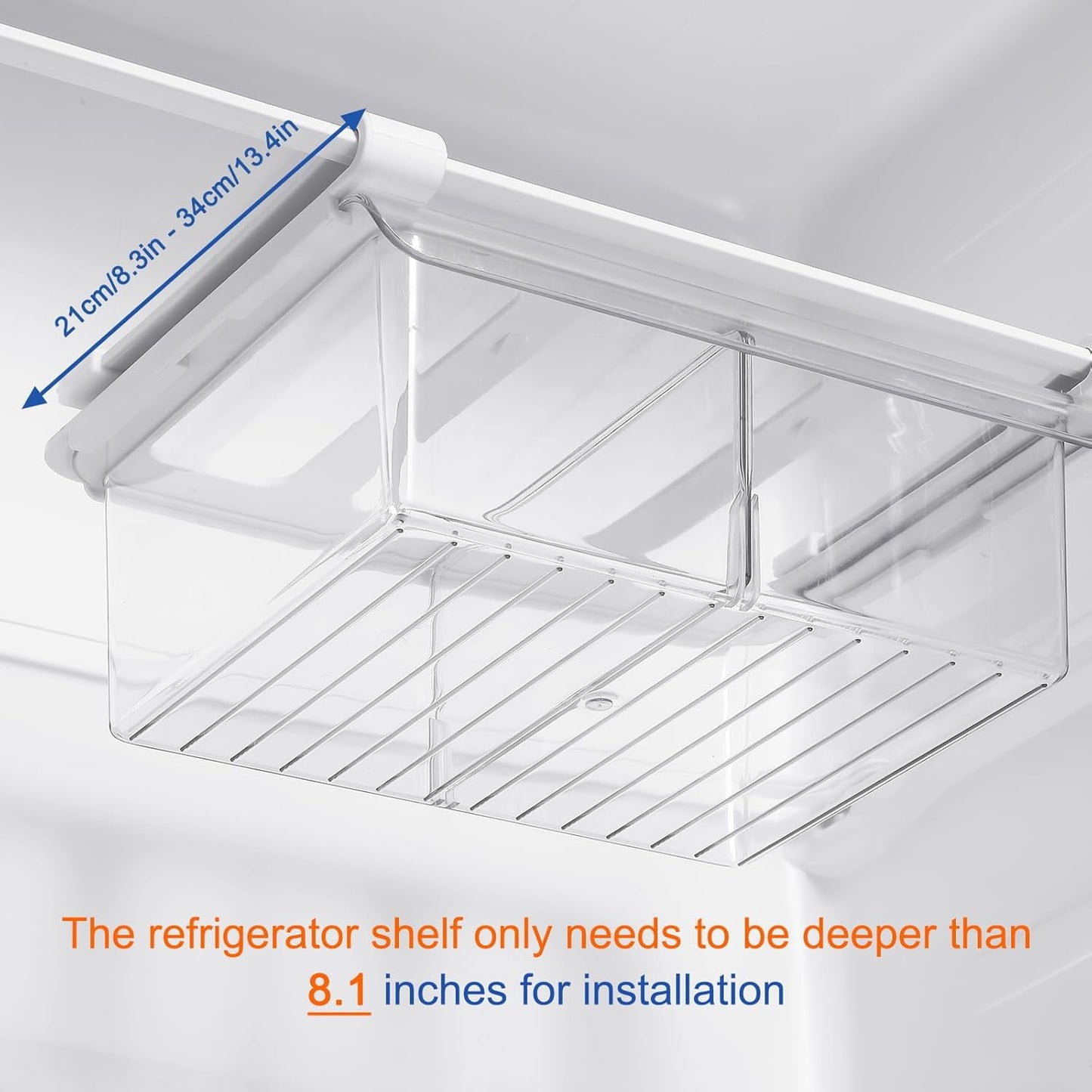Pull-Out Fridge Drawer Organizer - Under Shelf Storage Bins for Refrigerator Organization for Fruits Vegetables, Cheese & Deli (Flat & Narrow)