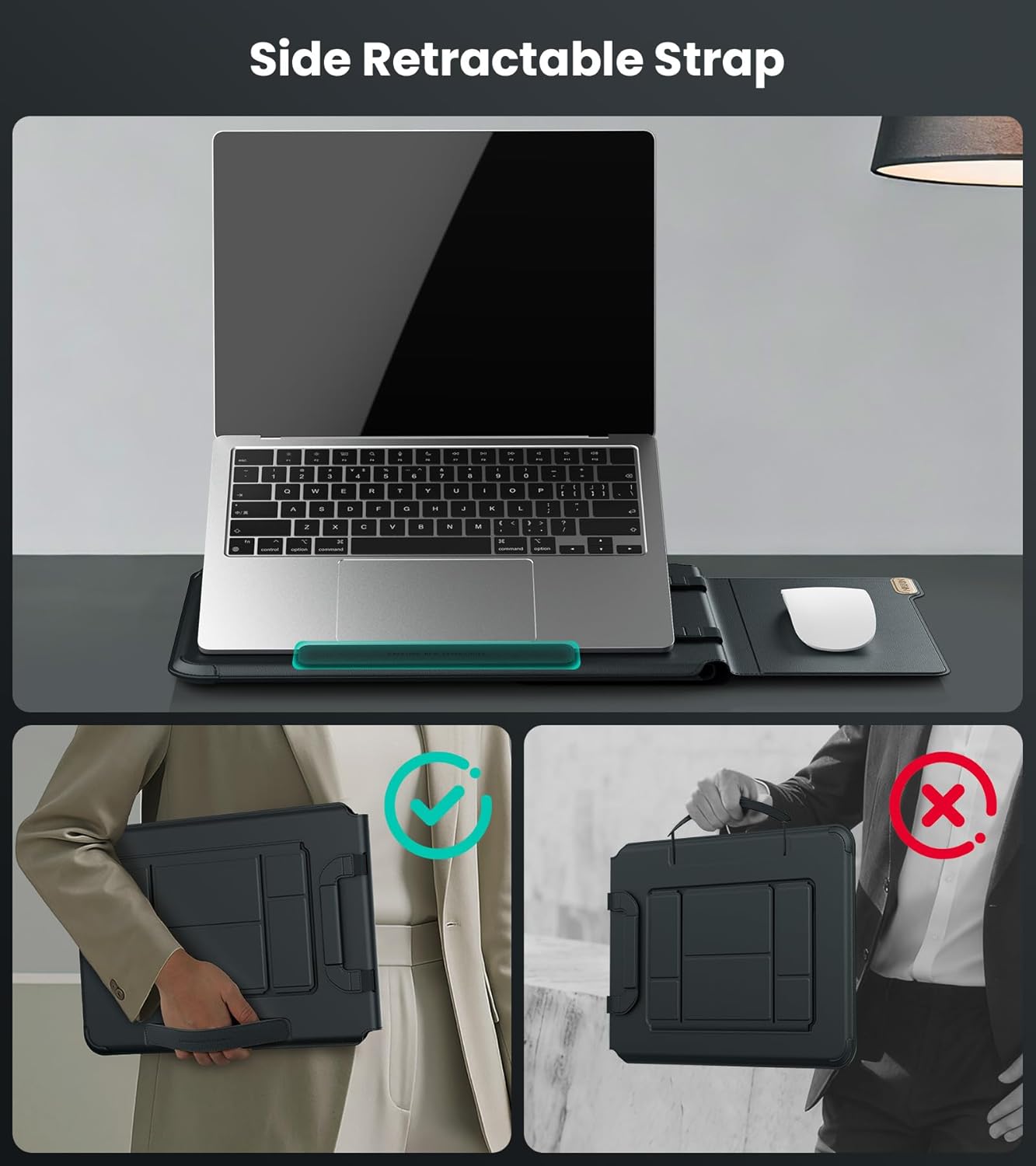 Nillkin 14 inch Laptop Sleeve with Handle (4-in-1), 2 Stand Modes, MacBook Sleeve with Adjustable Stand & Mouse Pad, Slim Laptop Case 14 inch for Samsung/Surface/HP/Chromebook/Dell 12-14'', Black