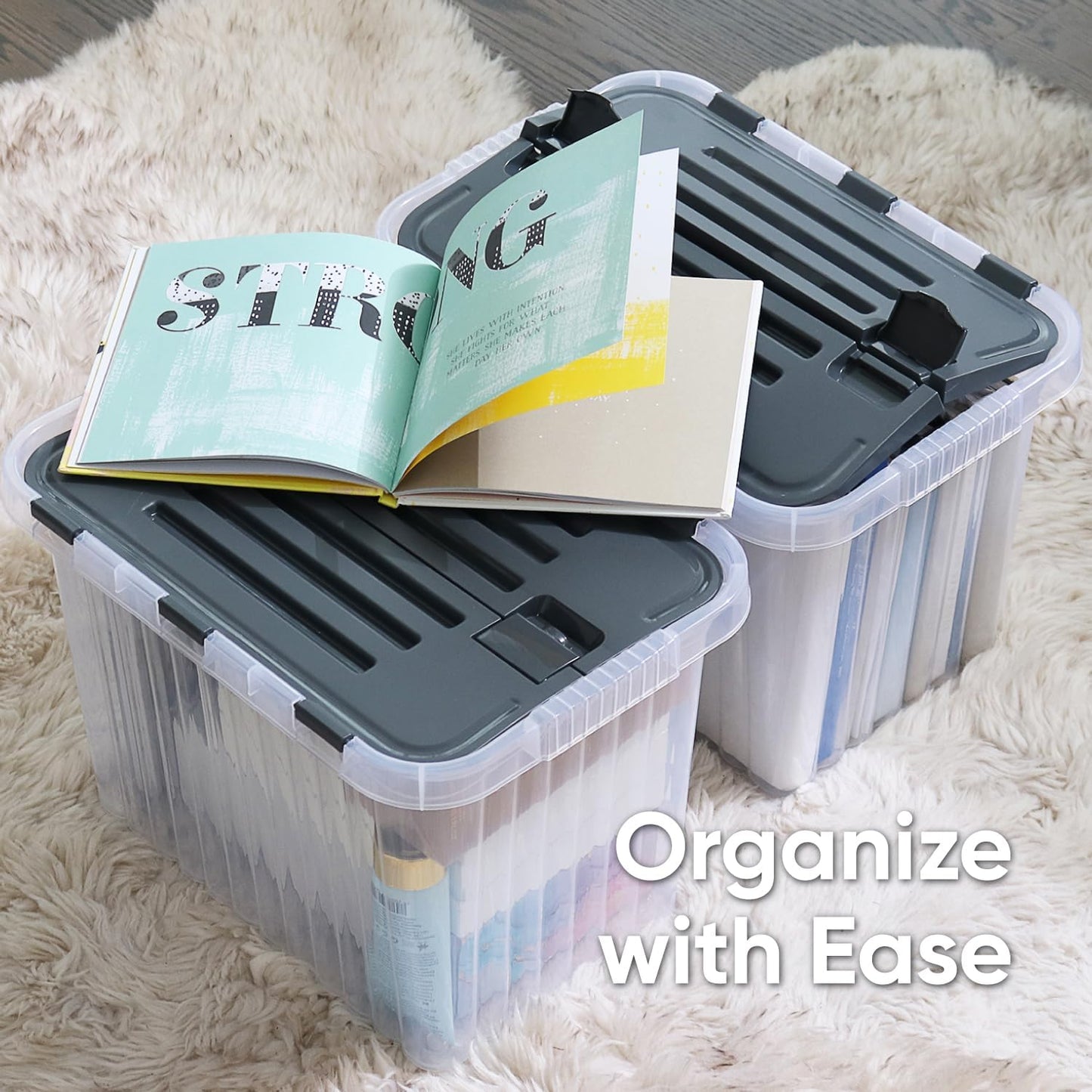 Superio 26 L Deep Storage Container with Hinged Lid (6 Pack)
